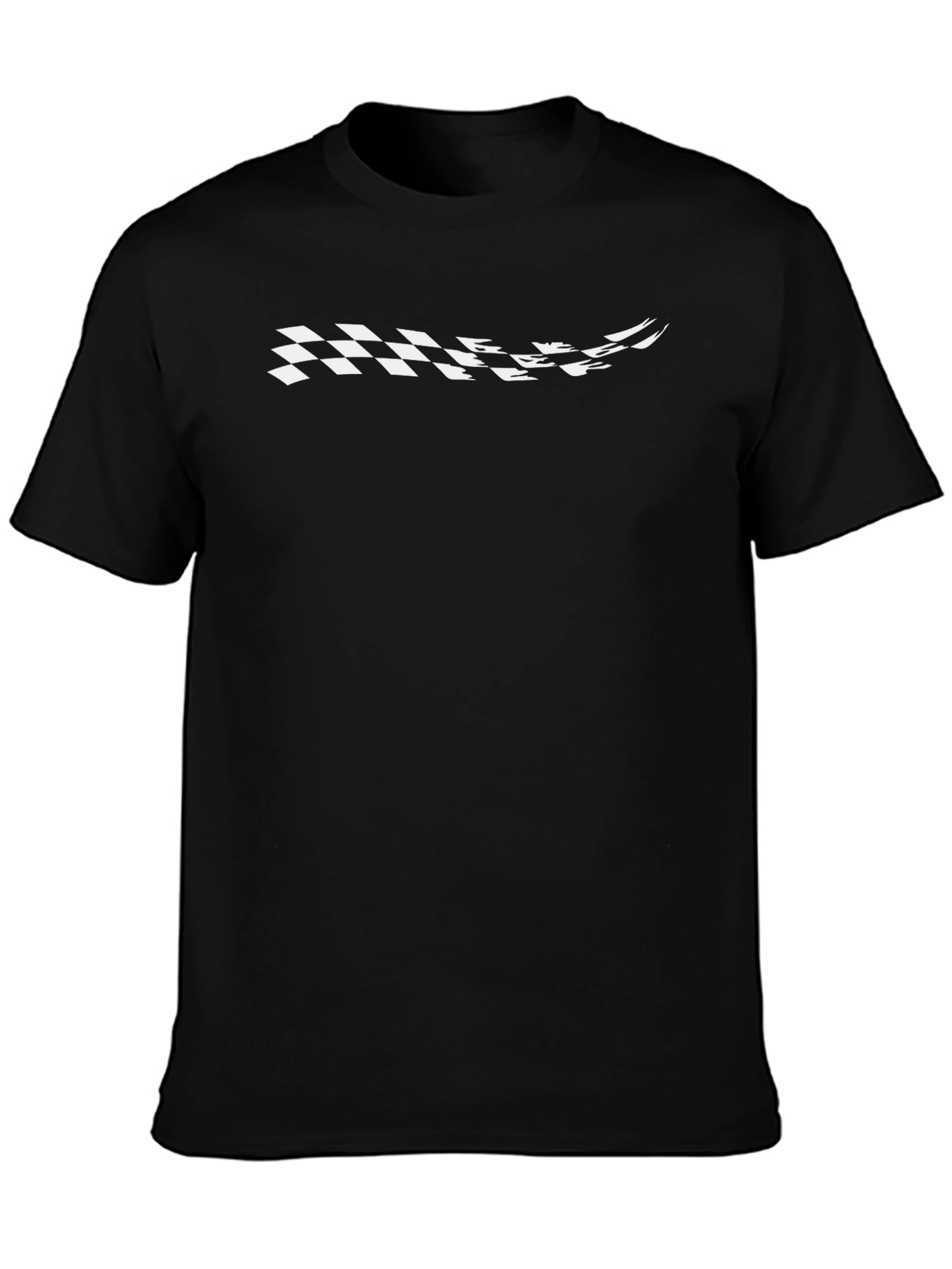 Checkered Flag Graphic Tee - Black Cotton T-Shirt