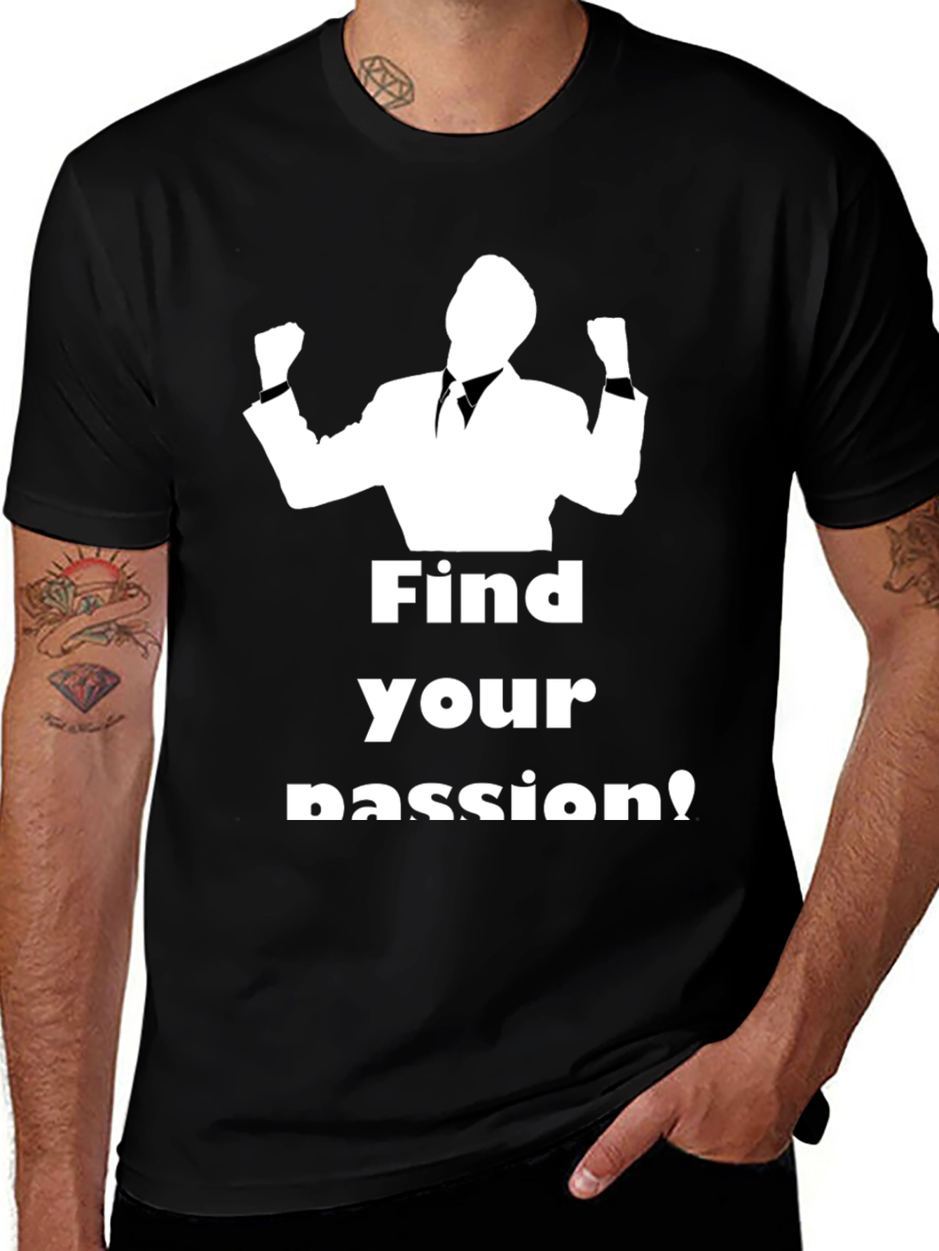 Find Your Passion Black Graphic T-Shirt