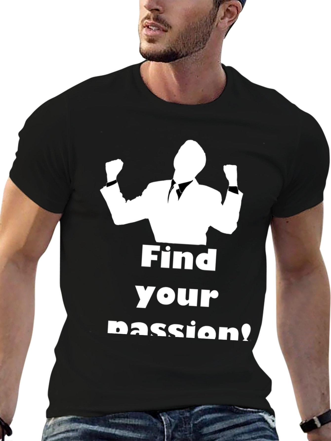 Find Your Passion Black Graphic T-Shirt
