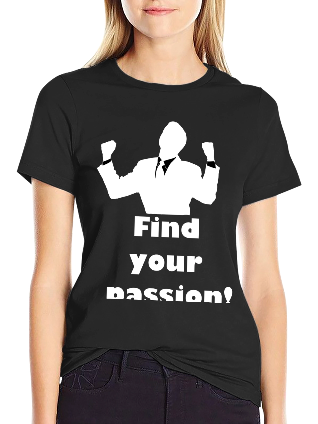 Find Your Passion Black Graphic T-Shirt