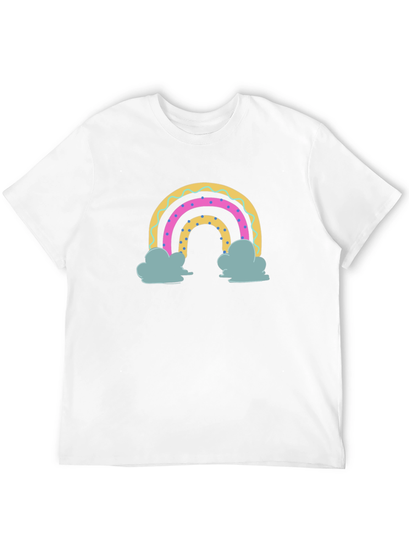 Rainbow Clouds Graphic Tee - Black Cotton T-Shirt