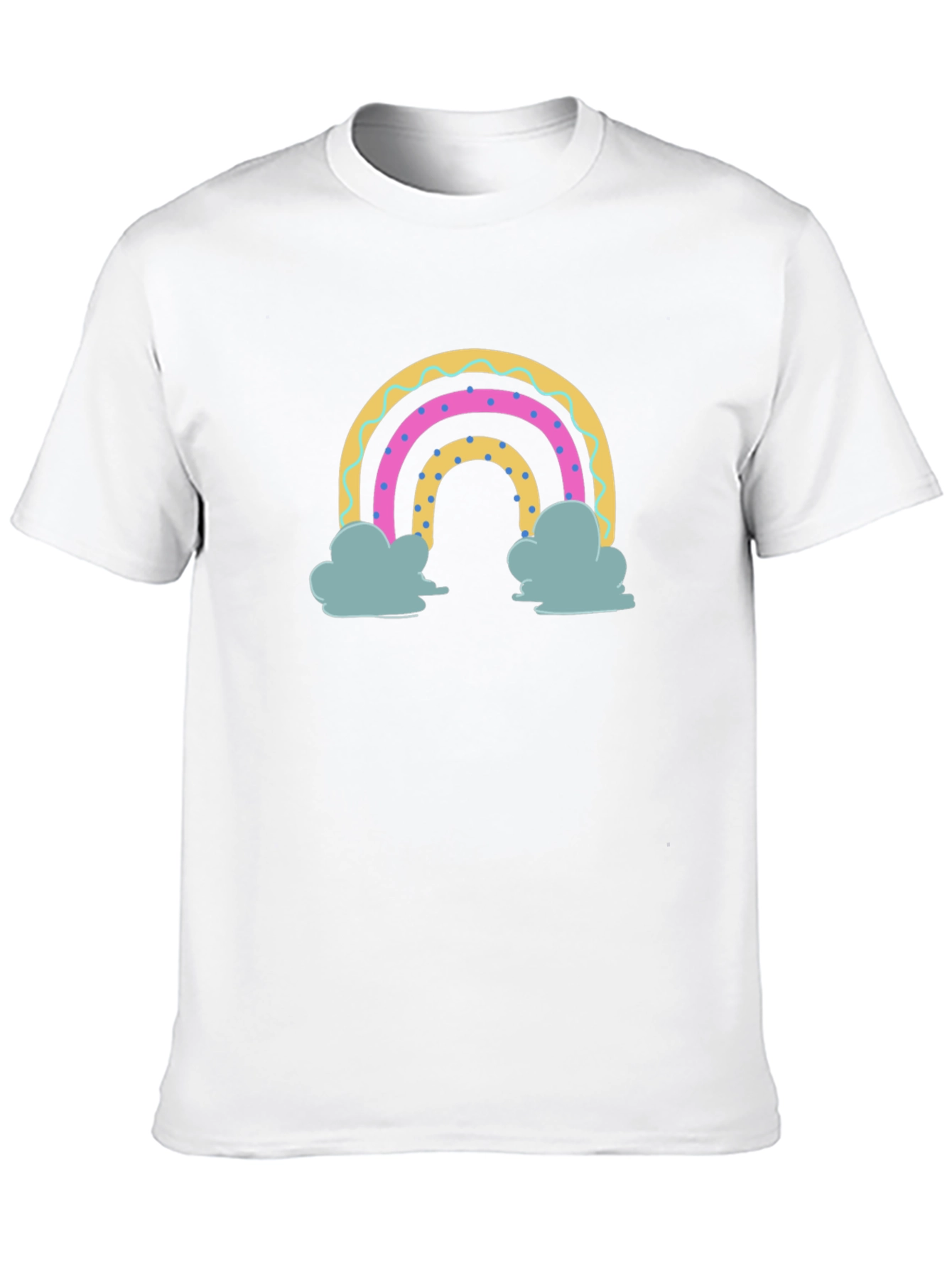 Rainbow Clouds Graphic Tee - Black Cotton T-Shirt