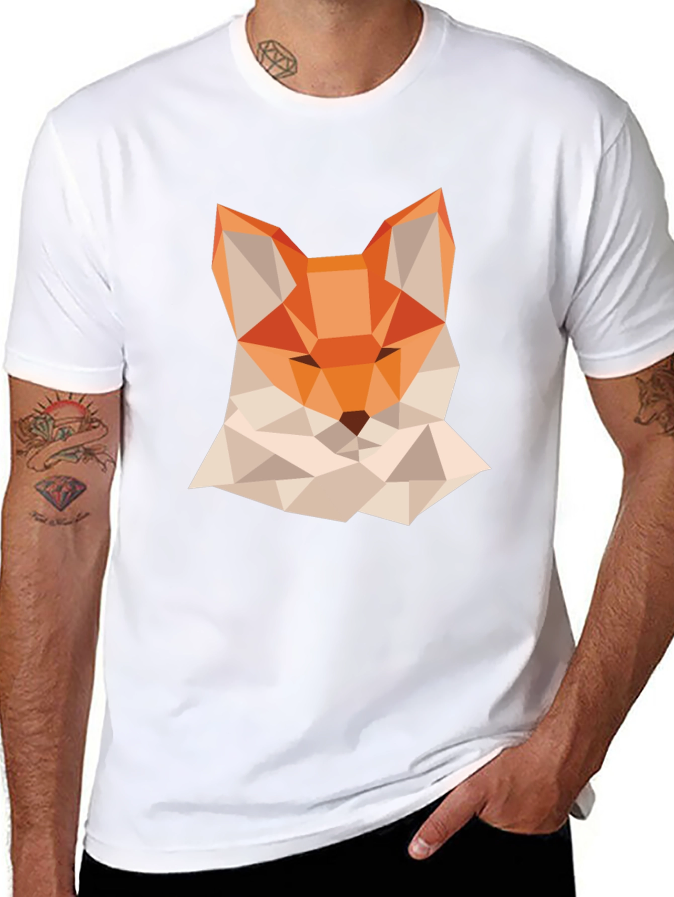 Geometric Fox Graphic Tee - Modern Black T-Shirt