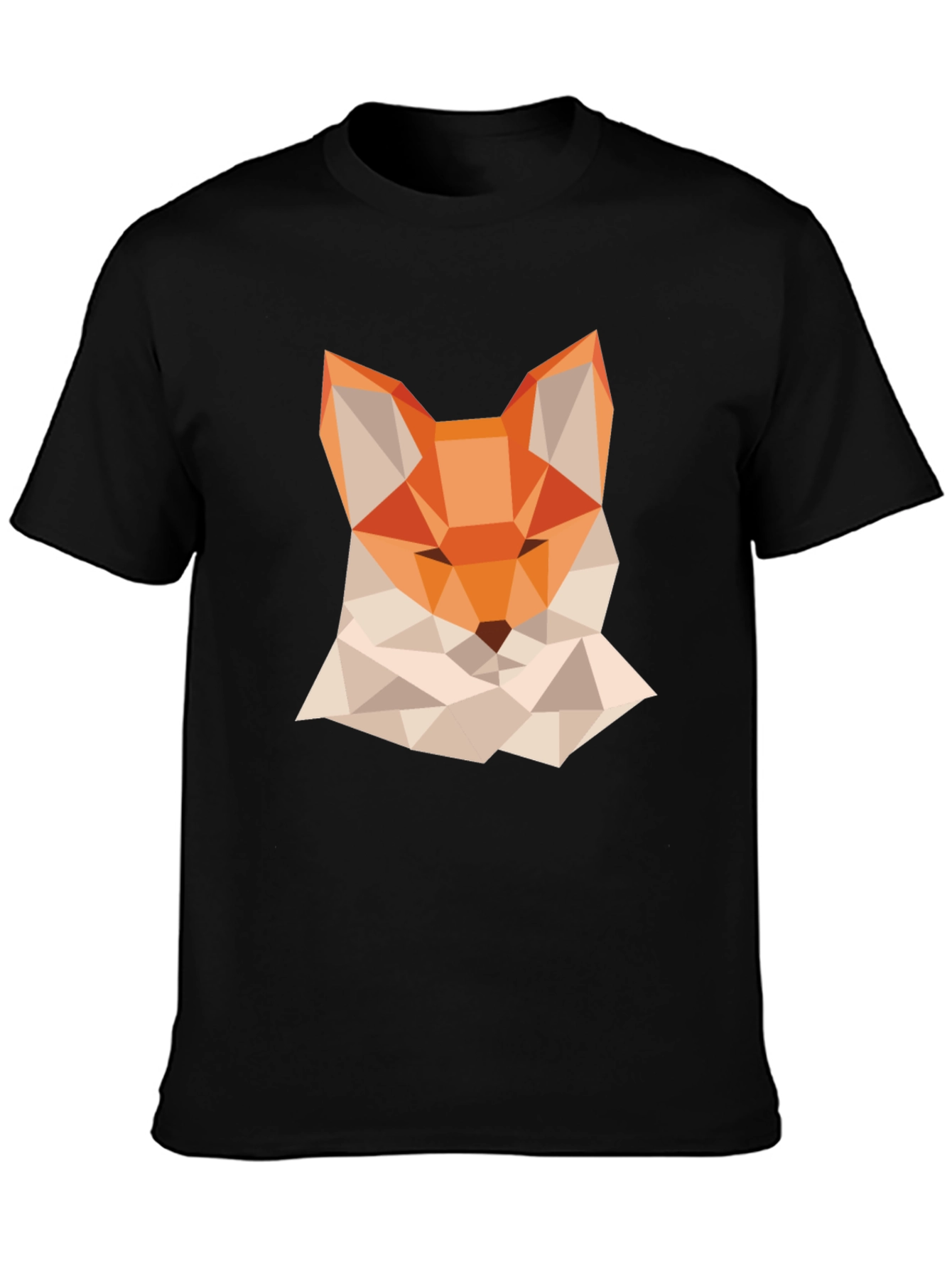 Geometric Fox Graphic Tee - Modern Black T-Shirt