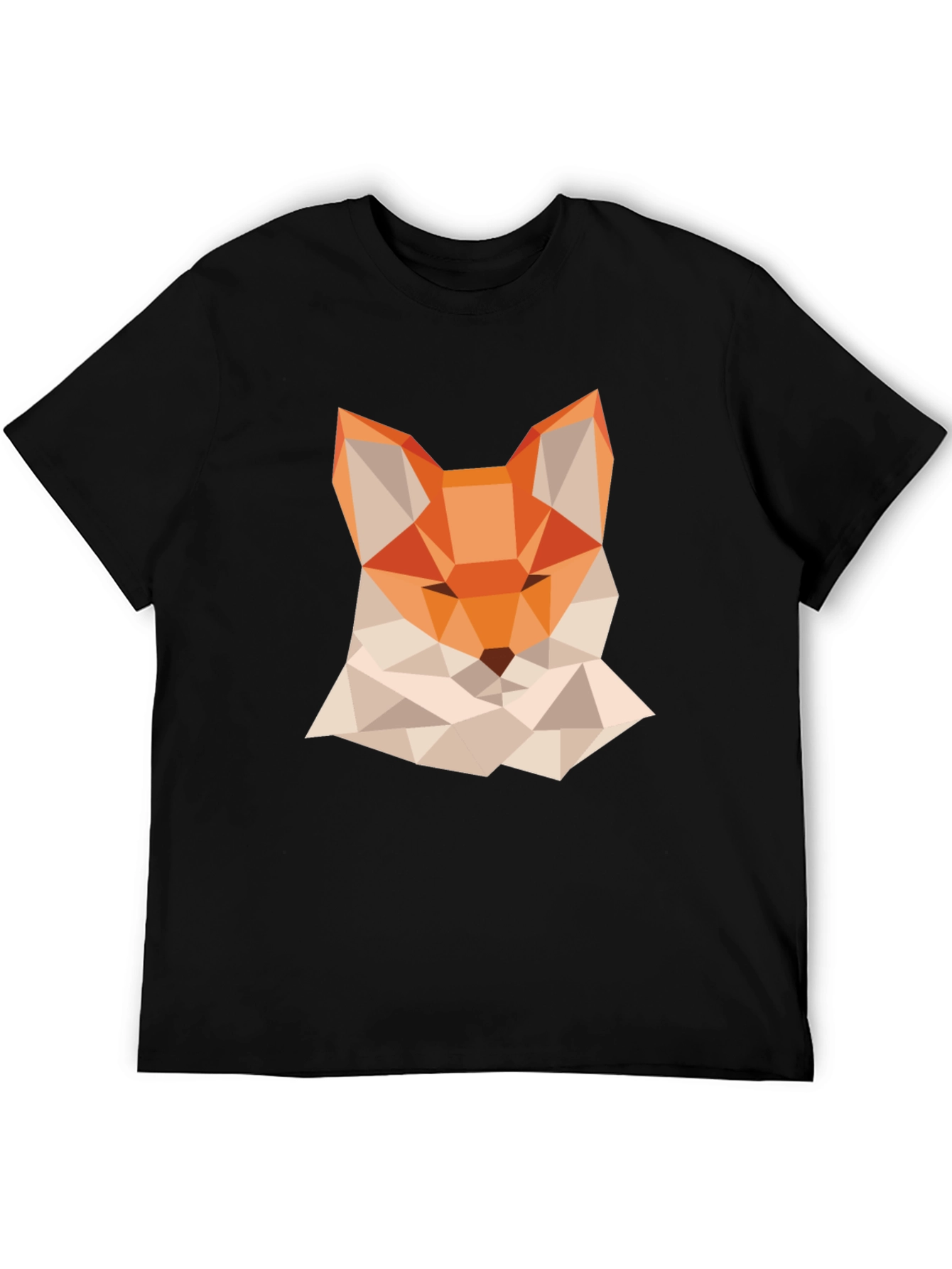 Geometric Fox Graphic Tee - Modern Black T-Shirt