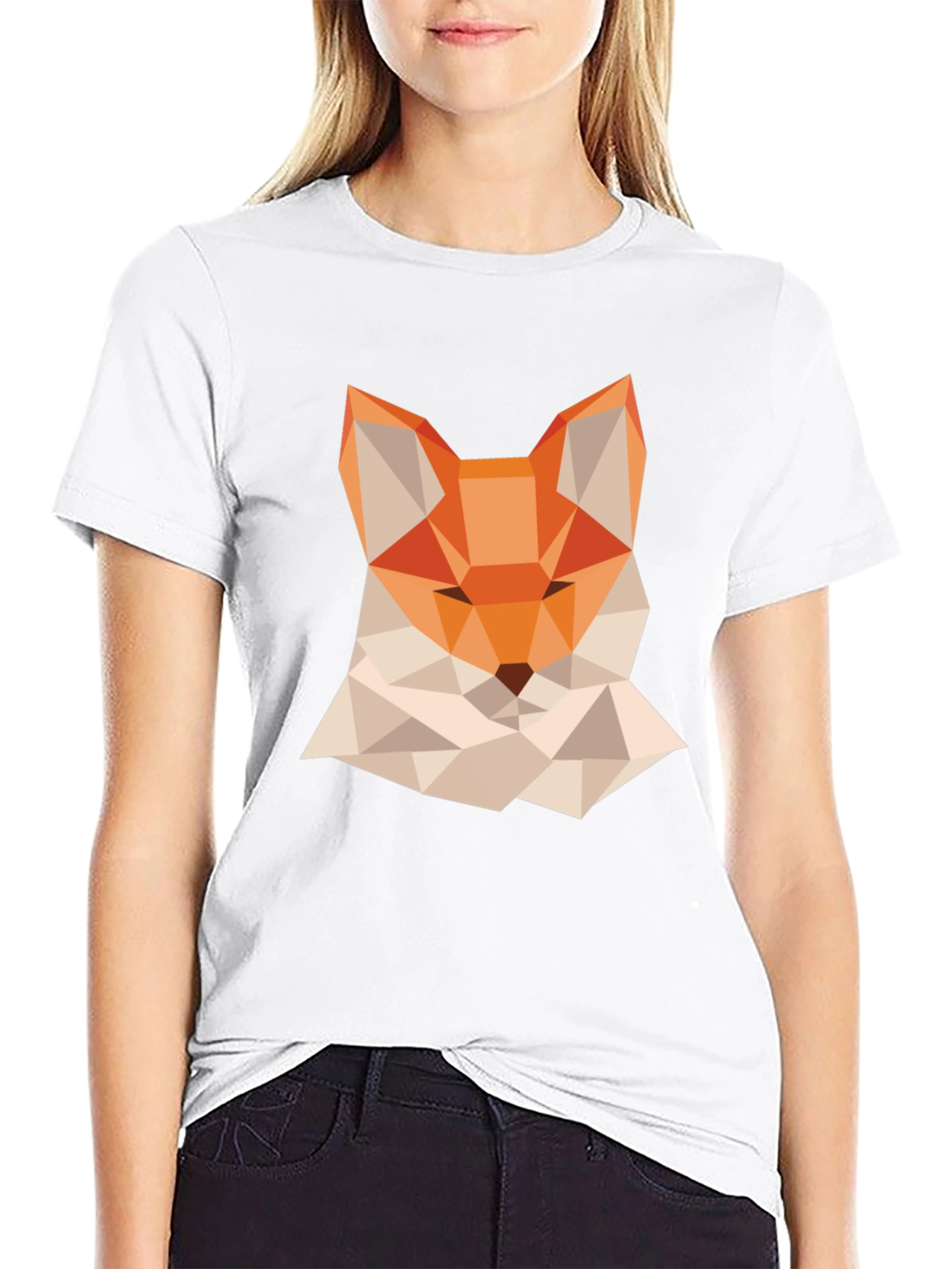 Geometric Fox Graphic Tee - Modern Black T-Shirt