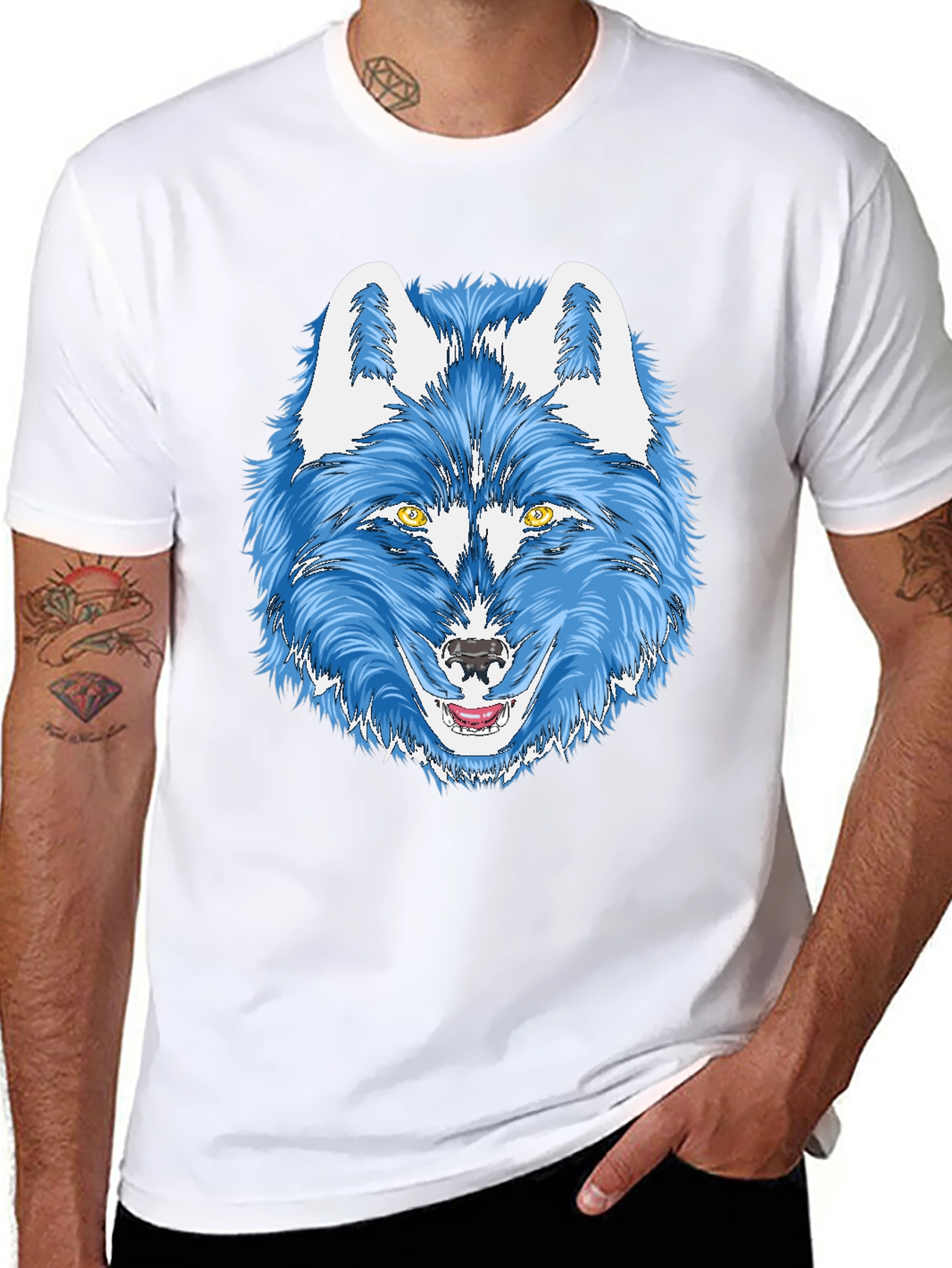 Blue Wolf Graphic Tee - Mens Black T-Shirt