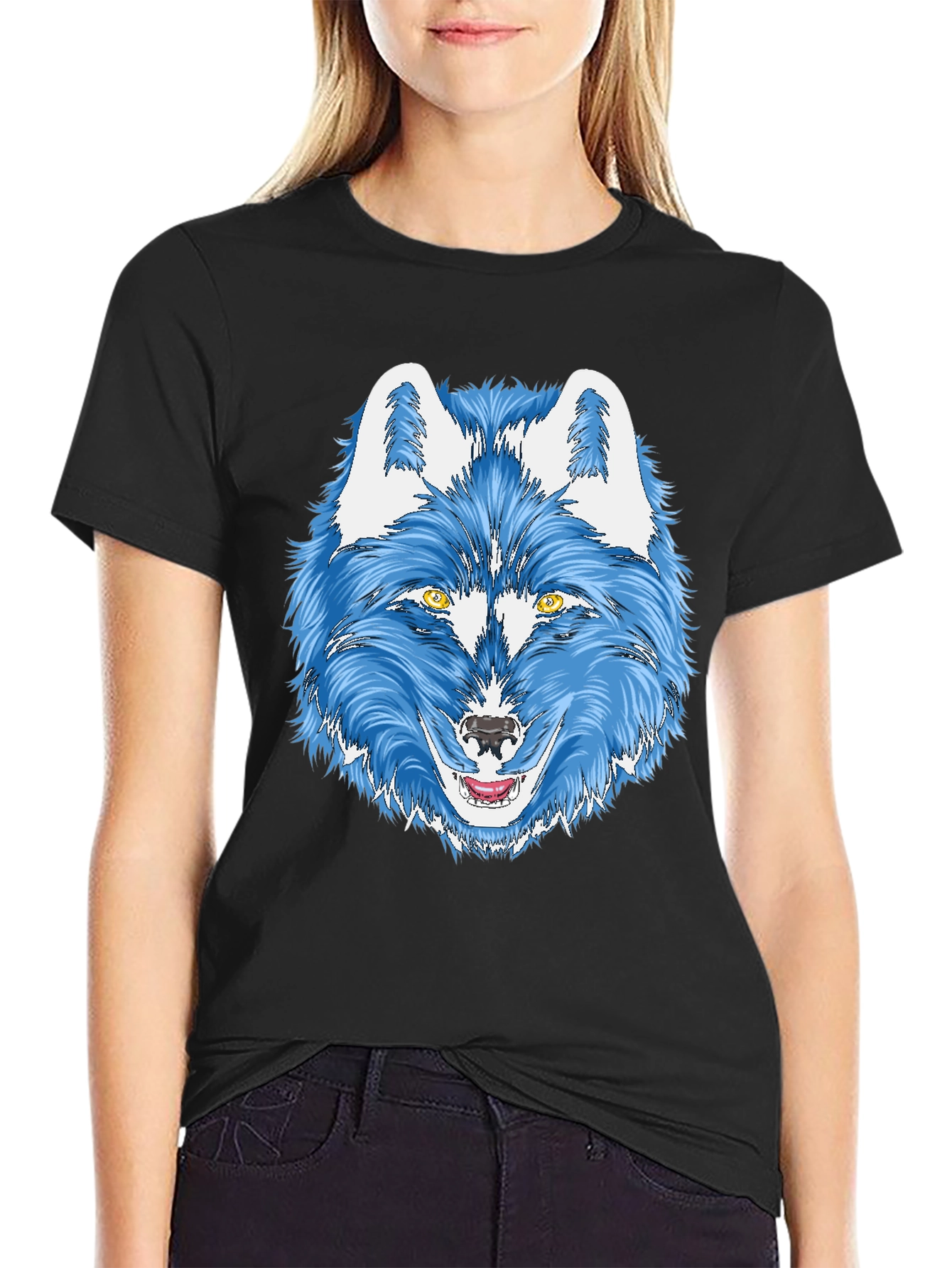 Blue Wolf Graphic Tee - Mens Black T-Shirt