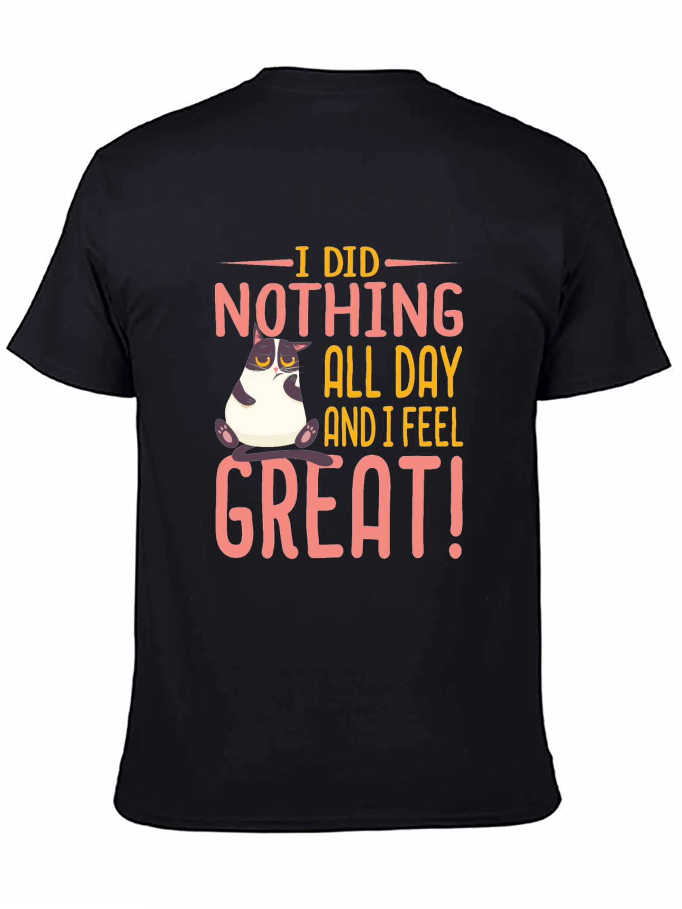 Funny Cat I Did Nothing Black T-Shirt