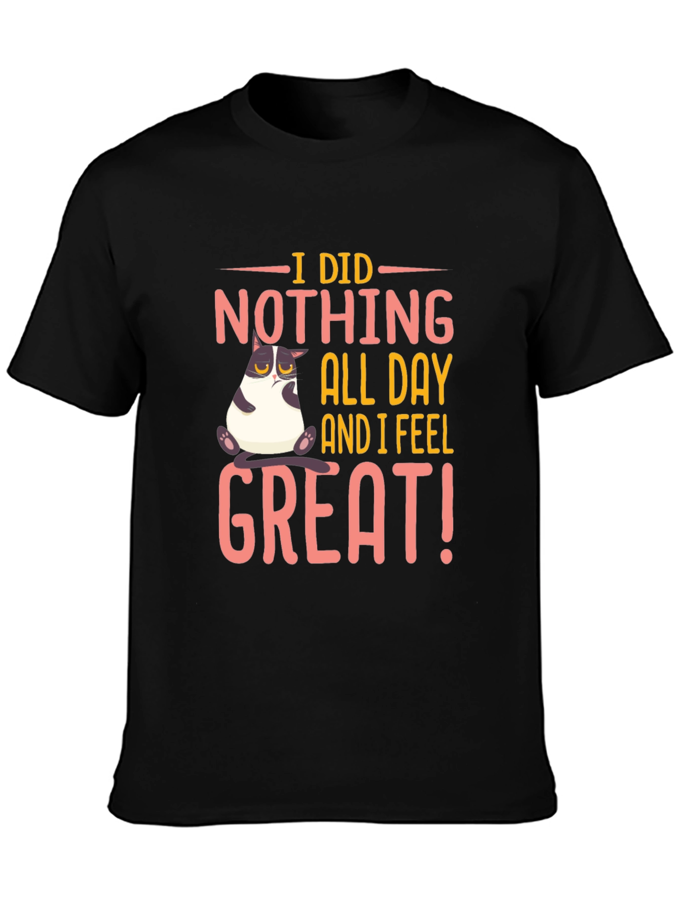 Funny Cat I Did Nothing Black T-Shirt