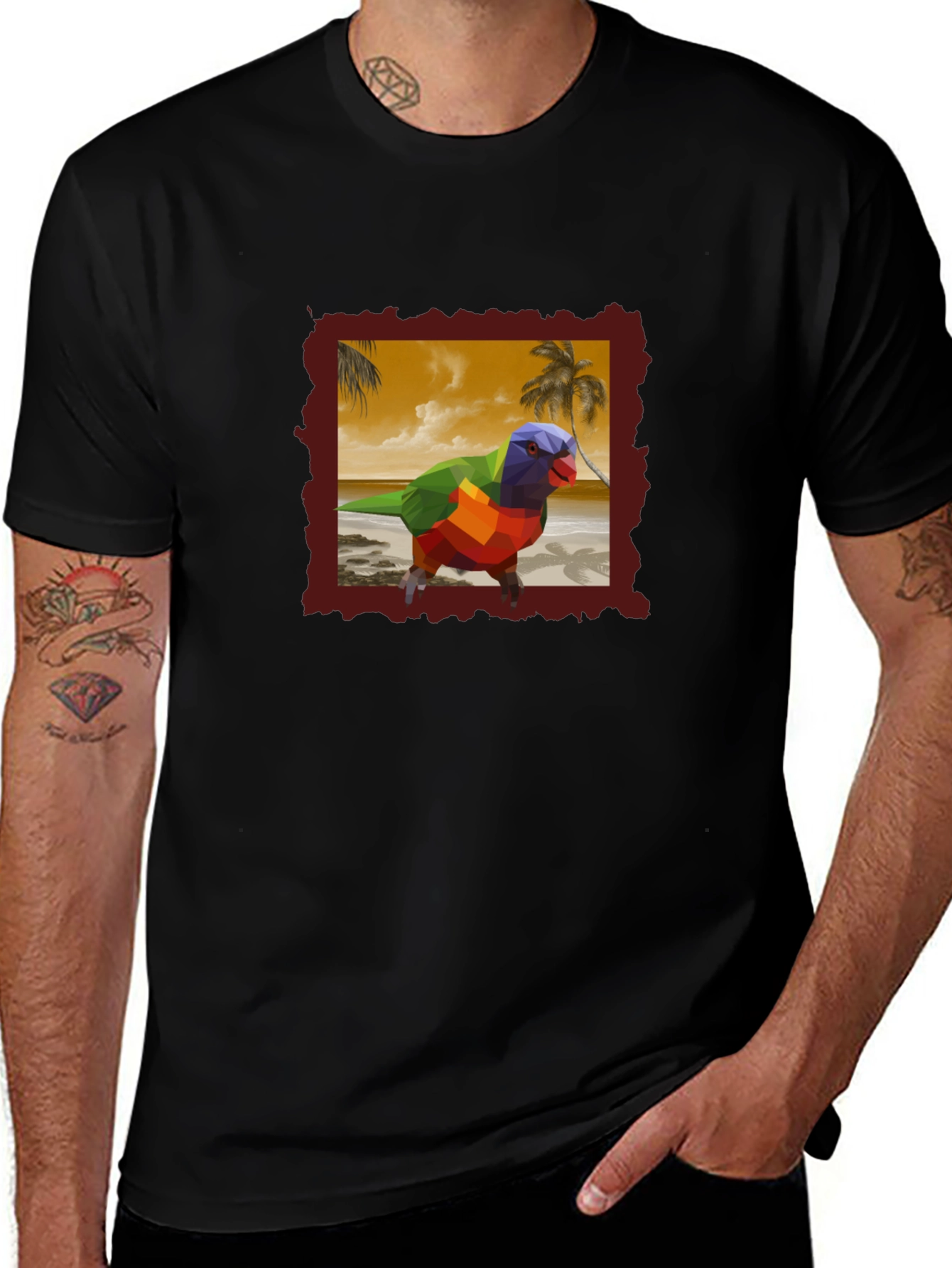 Geometric Lorikeet Beach T-Shirt