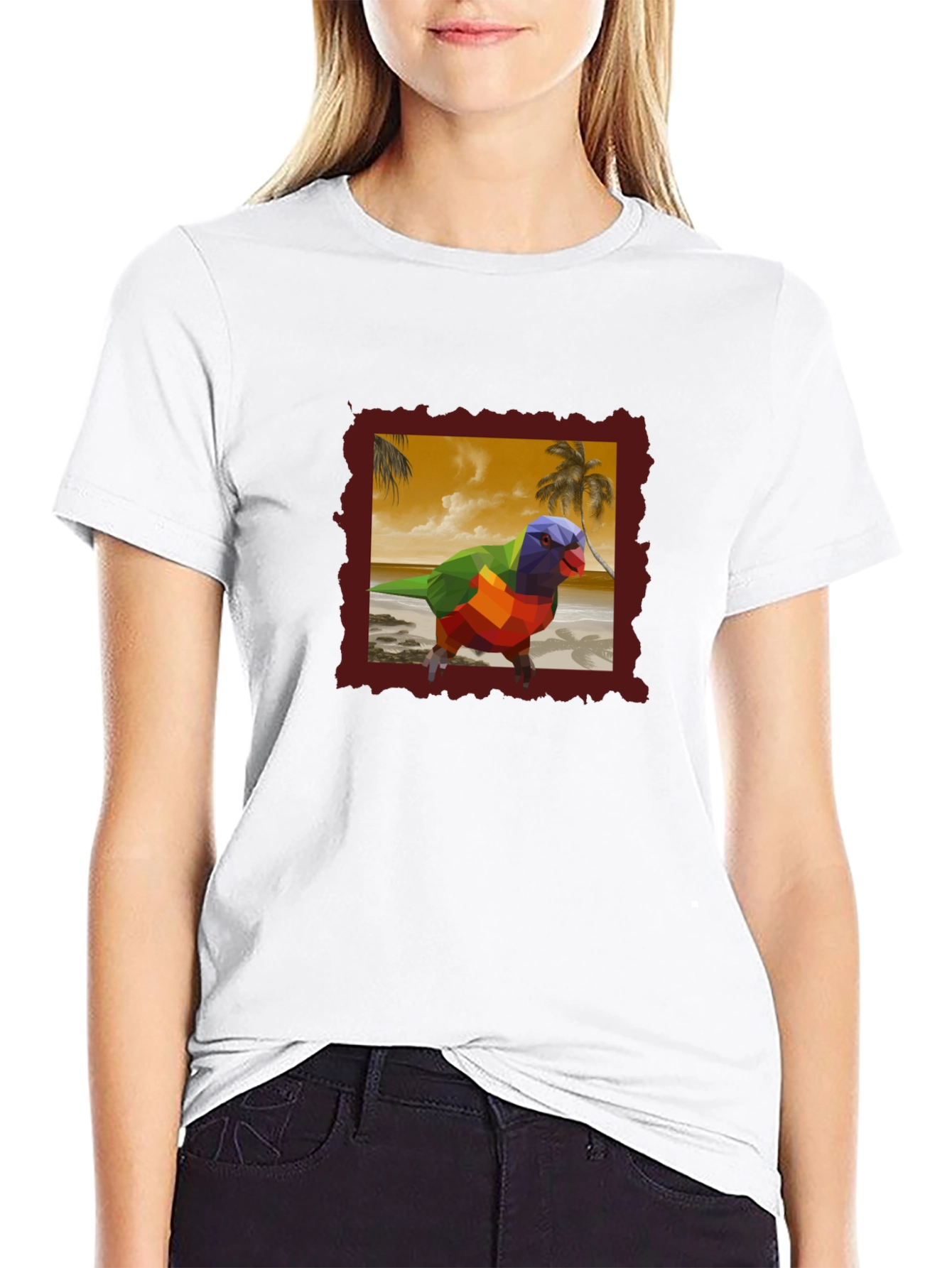 Geometric Lorikeet Beach T-Shirt