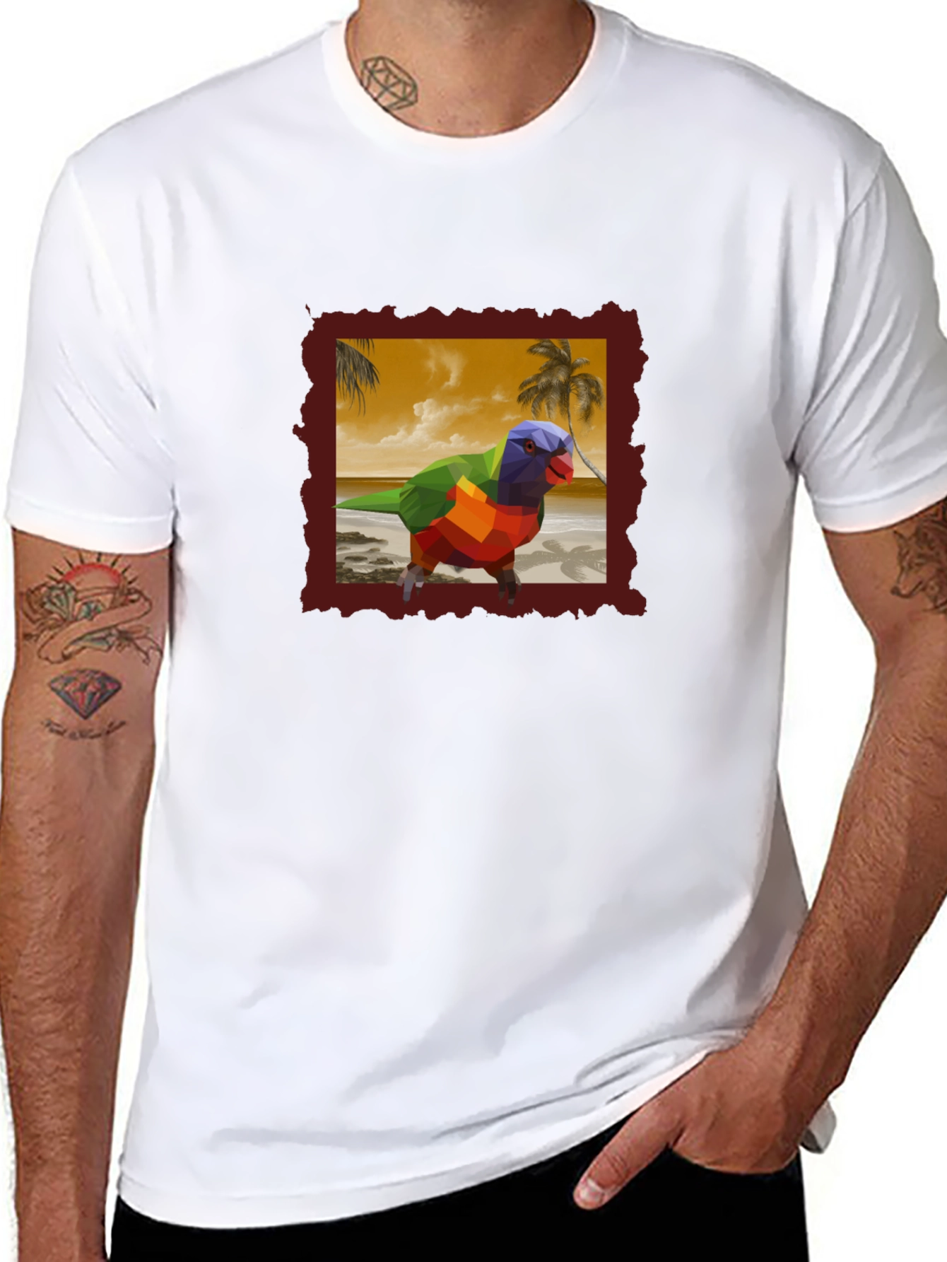 Geometric Lorikeet Beach T-Shirt
