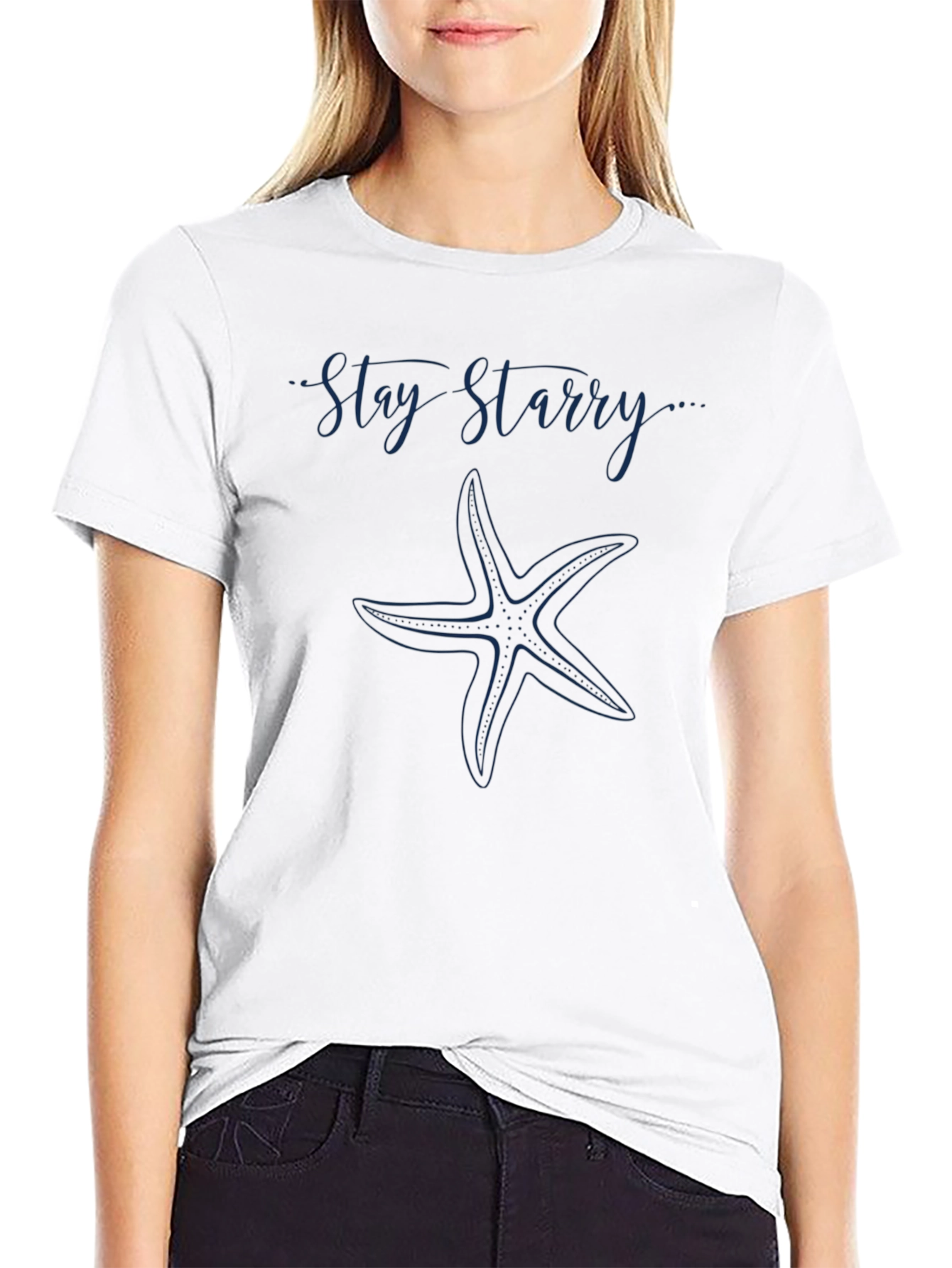 Stay Starry Graphic Tee - Navy Starfish Design