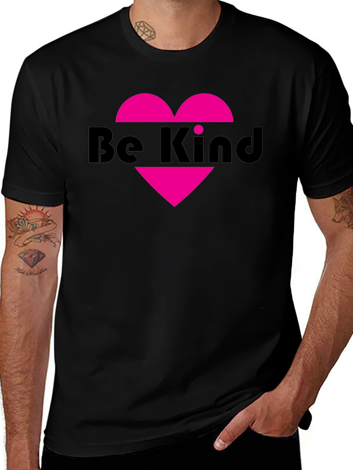 Be Kind Heart Graphic Tee - Black