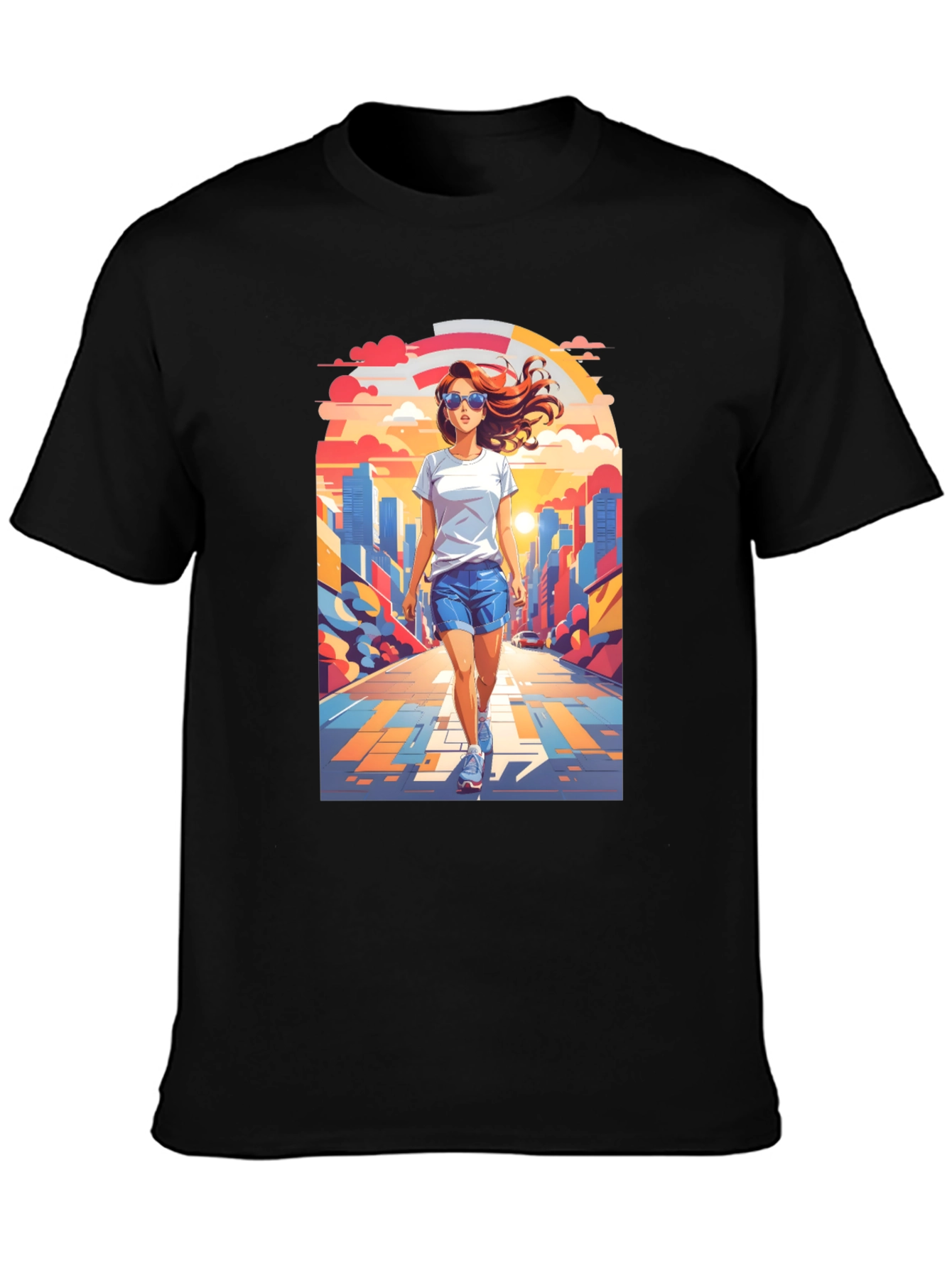 Trendy Graphic Tee: Walk in the City