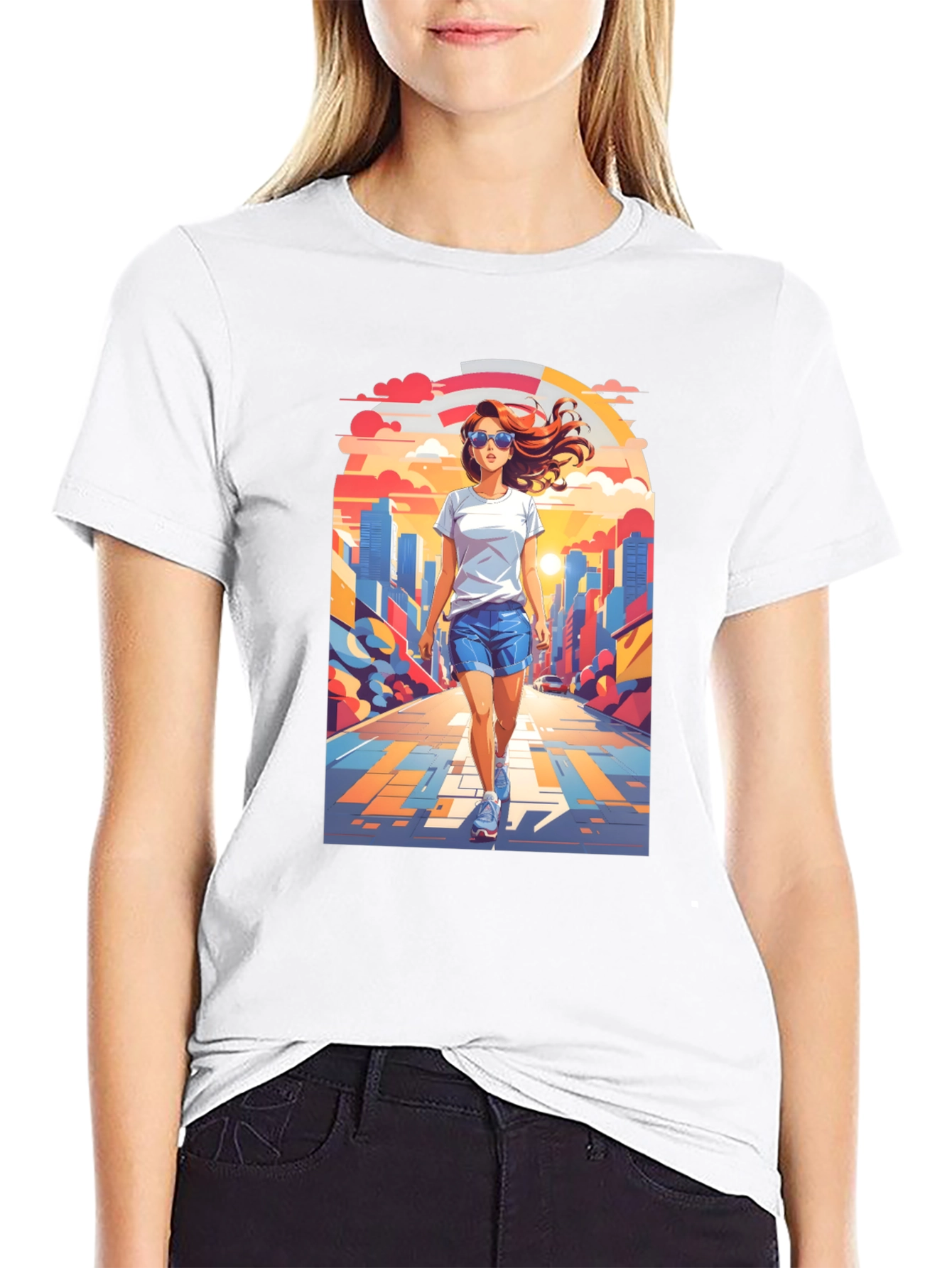 Trendy Graphic Tee: Walk in the City