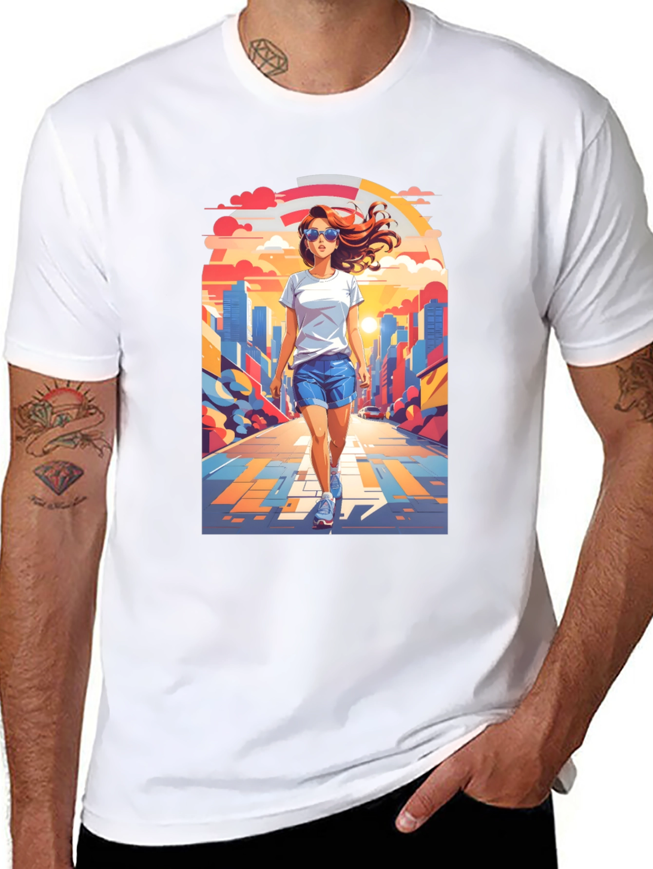Trendy Graphic Tee: Walk in the City