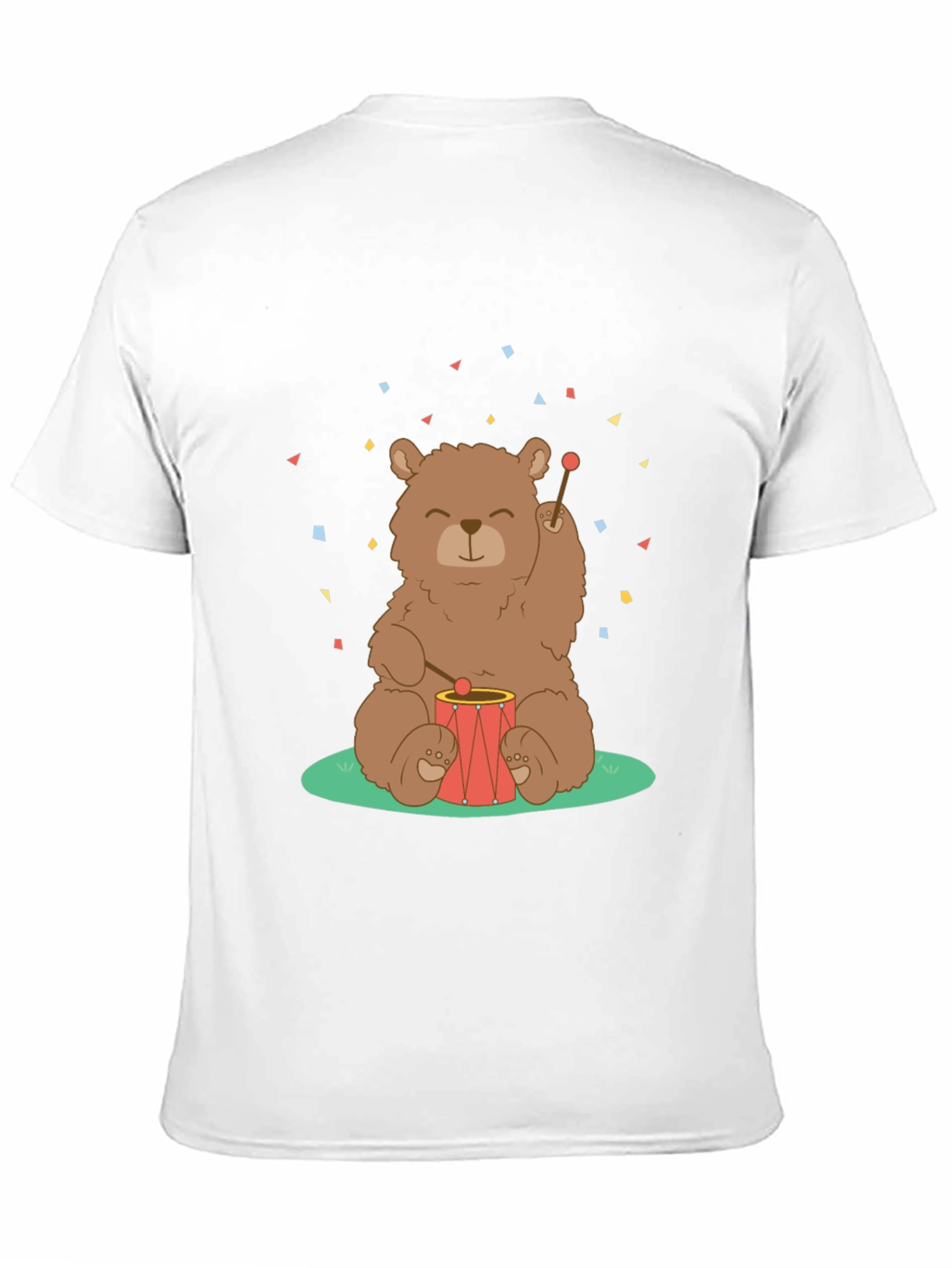 Bear Drummer Graphic T-Shirt - Black Cotton Tee