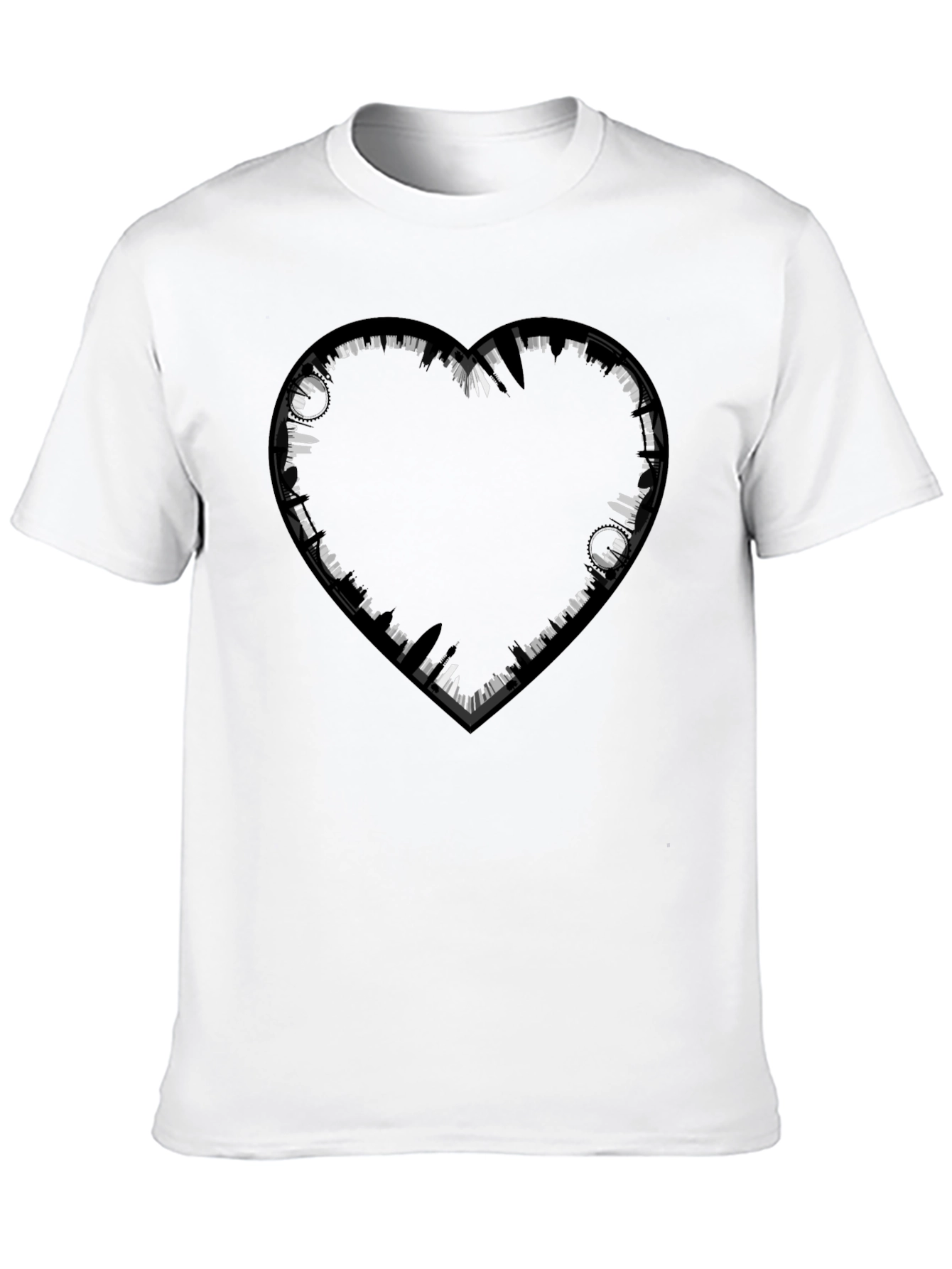 Heart Skyline Graphic Tee - Black