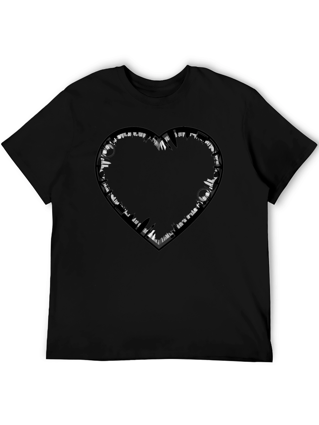 Heart Skyline Graphic Tee - Black