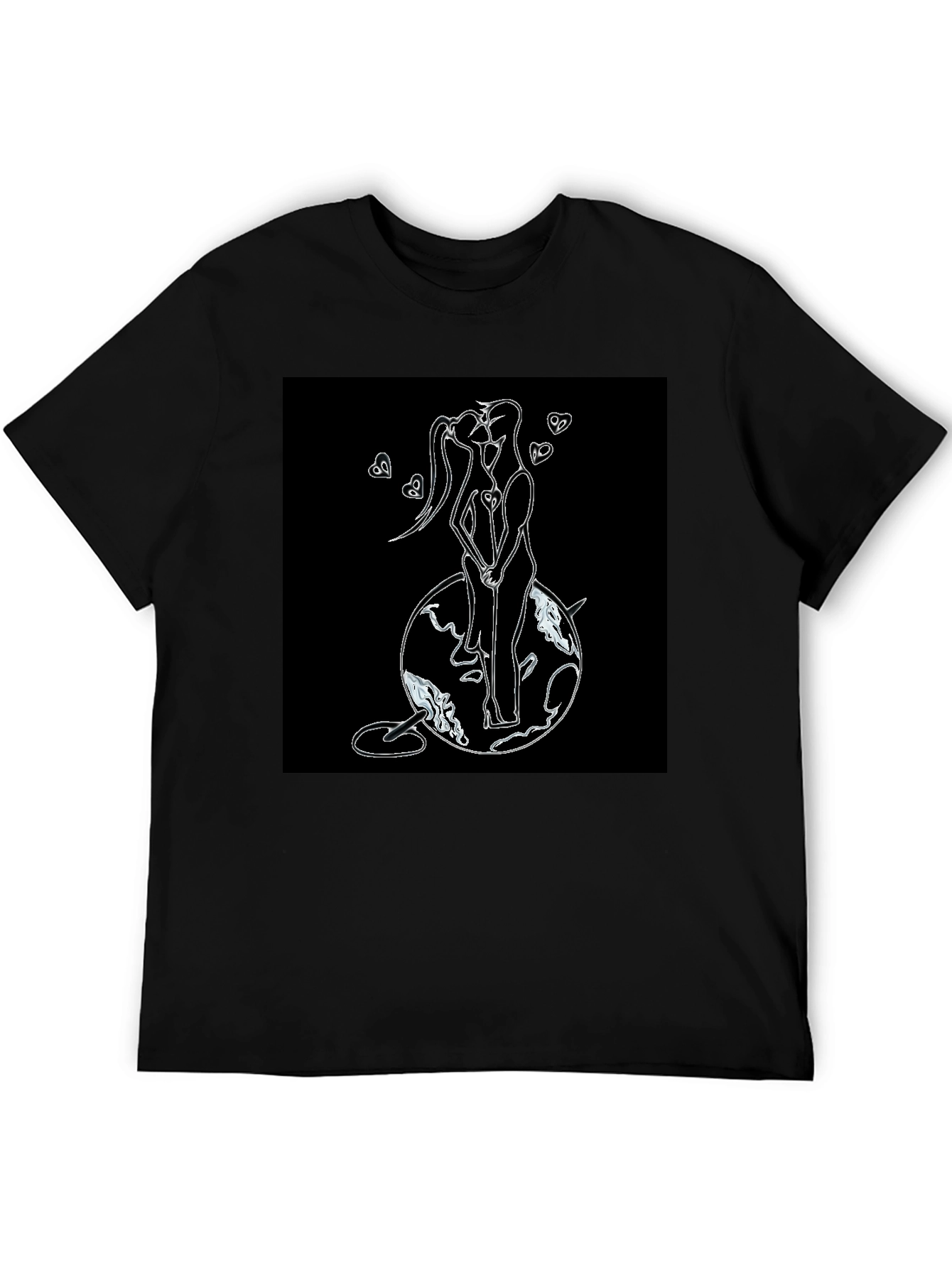 Romantic Couple Graphic T-Shirt - Black