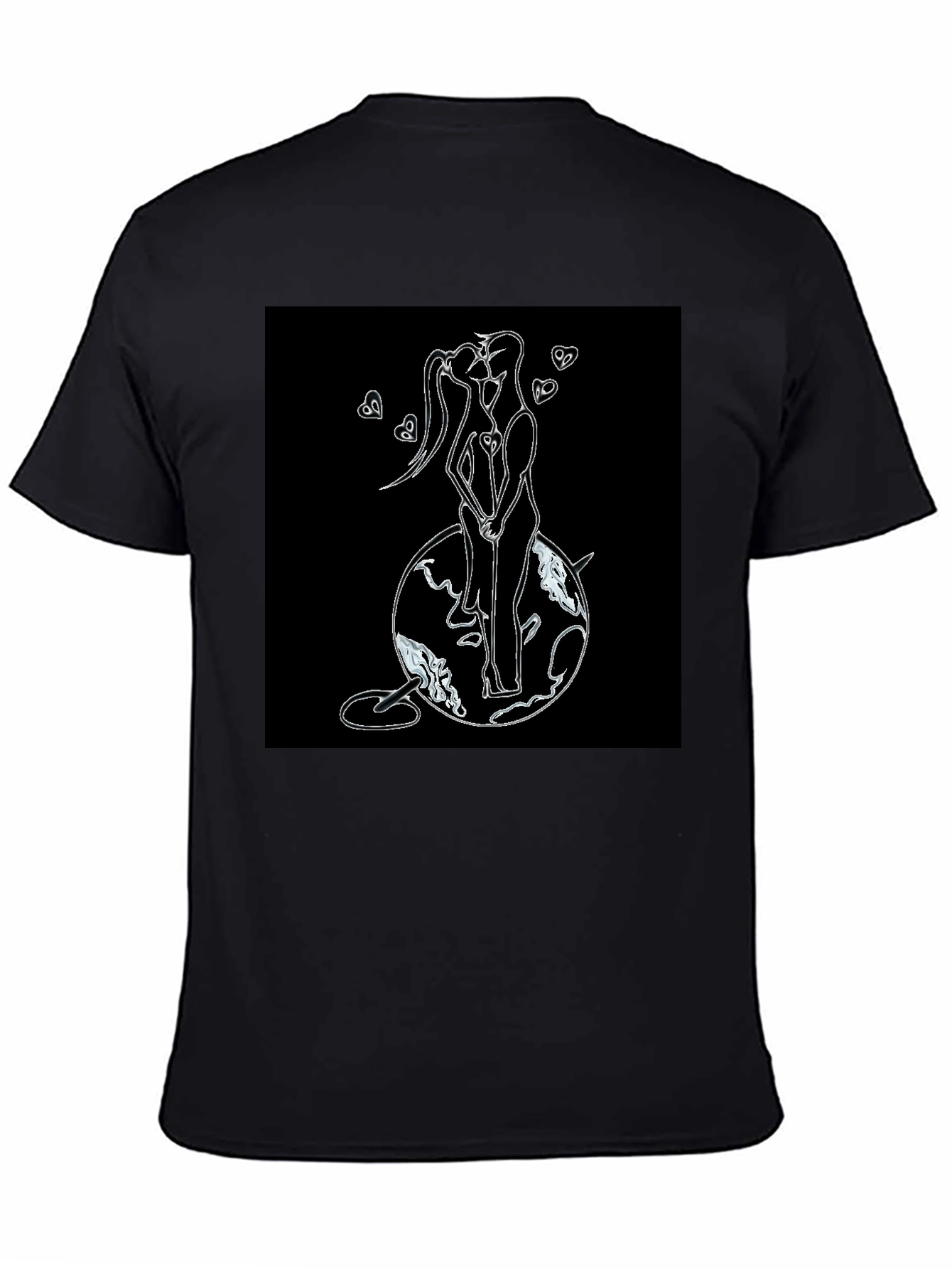 Romantic Couple Graphic T-Shirt - Black