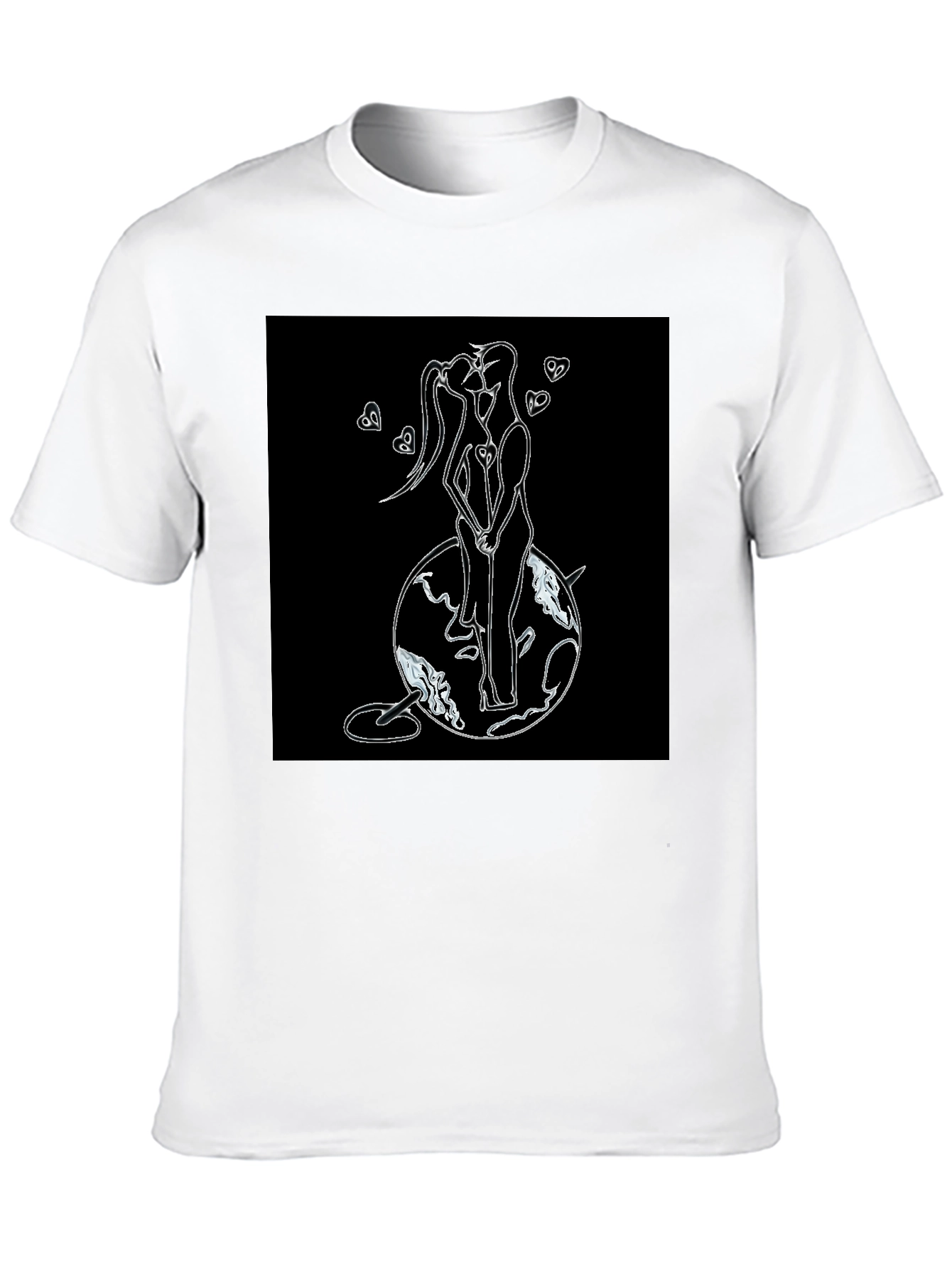 Romantic Couple Graphic T-Shirt - Black