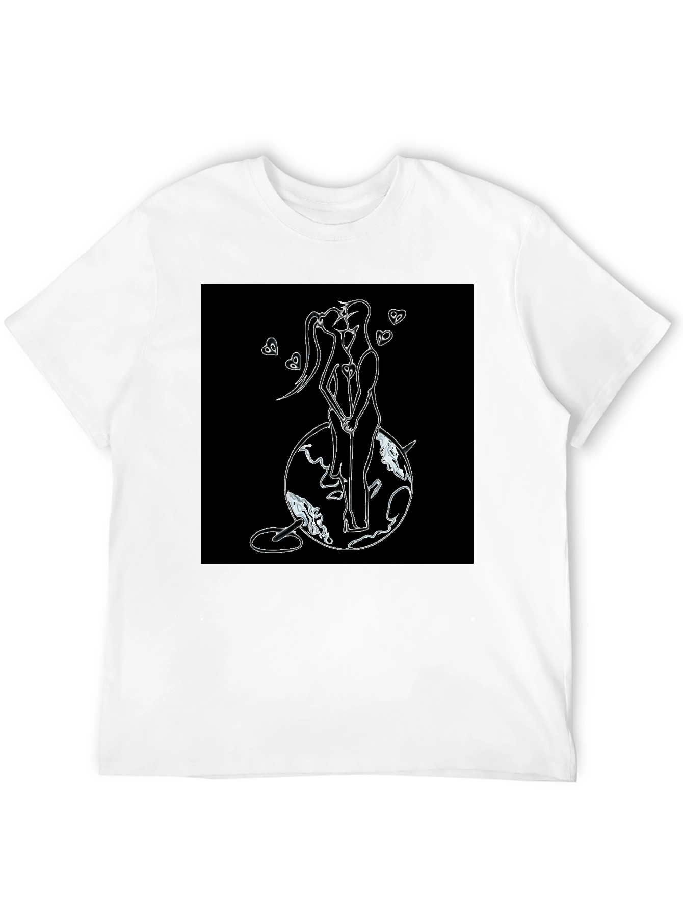 Romantic Couple Graphic T-Shirt - Black