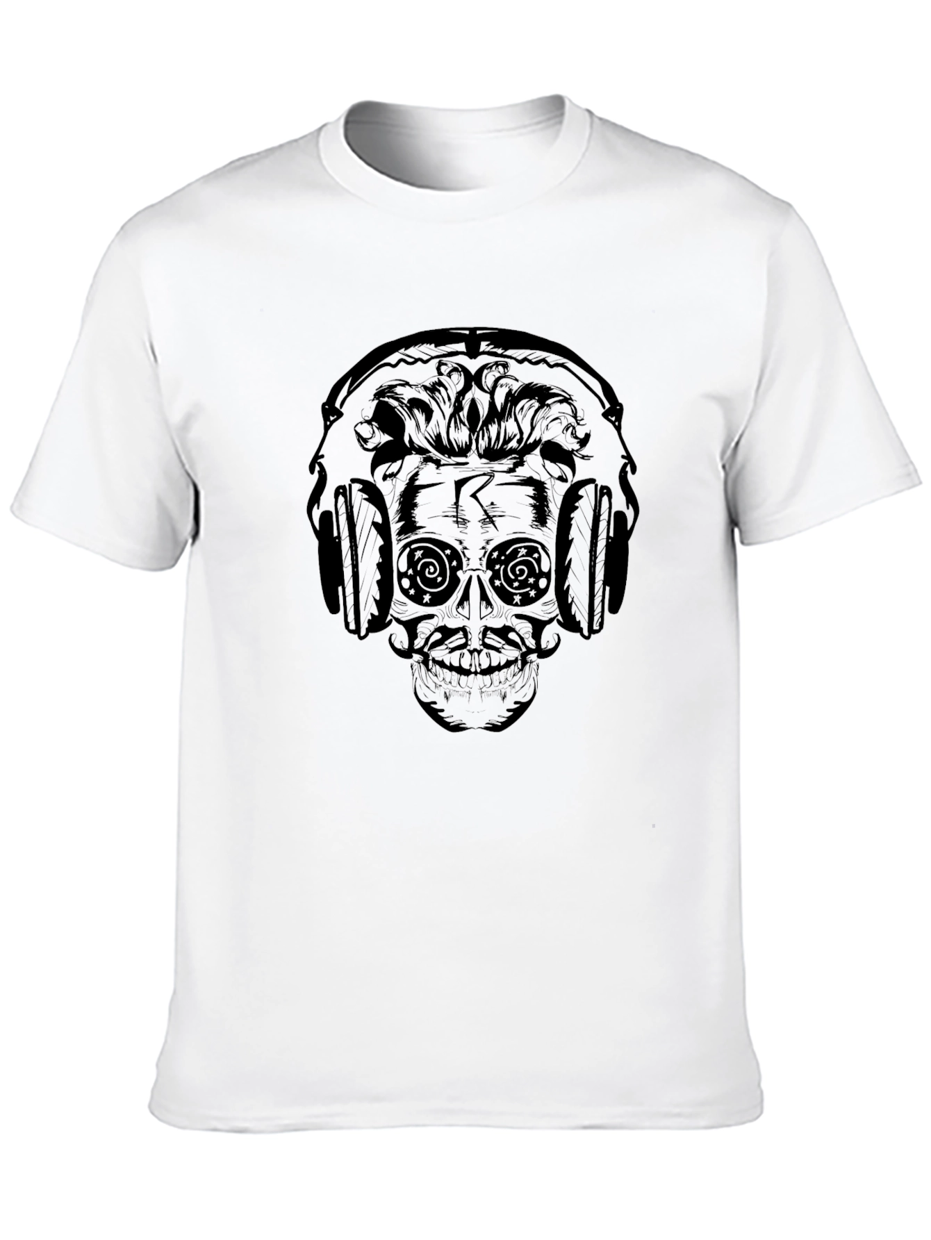 Skull Headphone Graphic Print T-Shirt