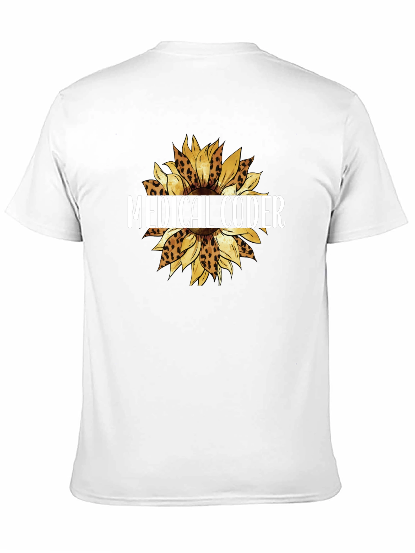 Medical Coder Leopard Sunflower Graphic T-Shirt