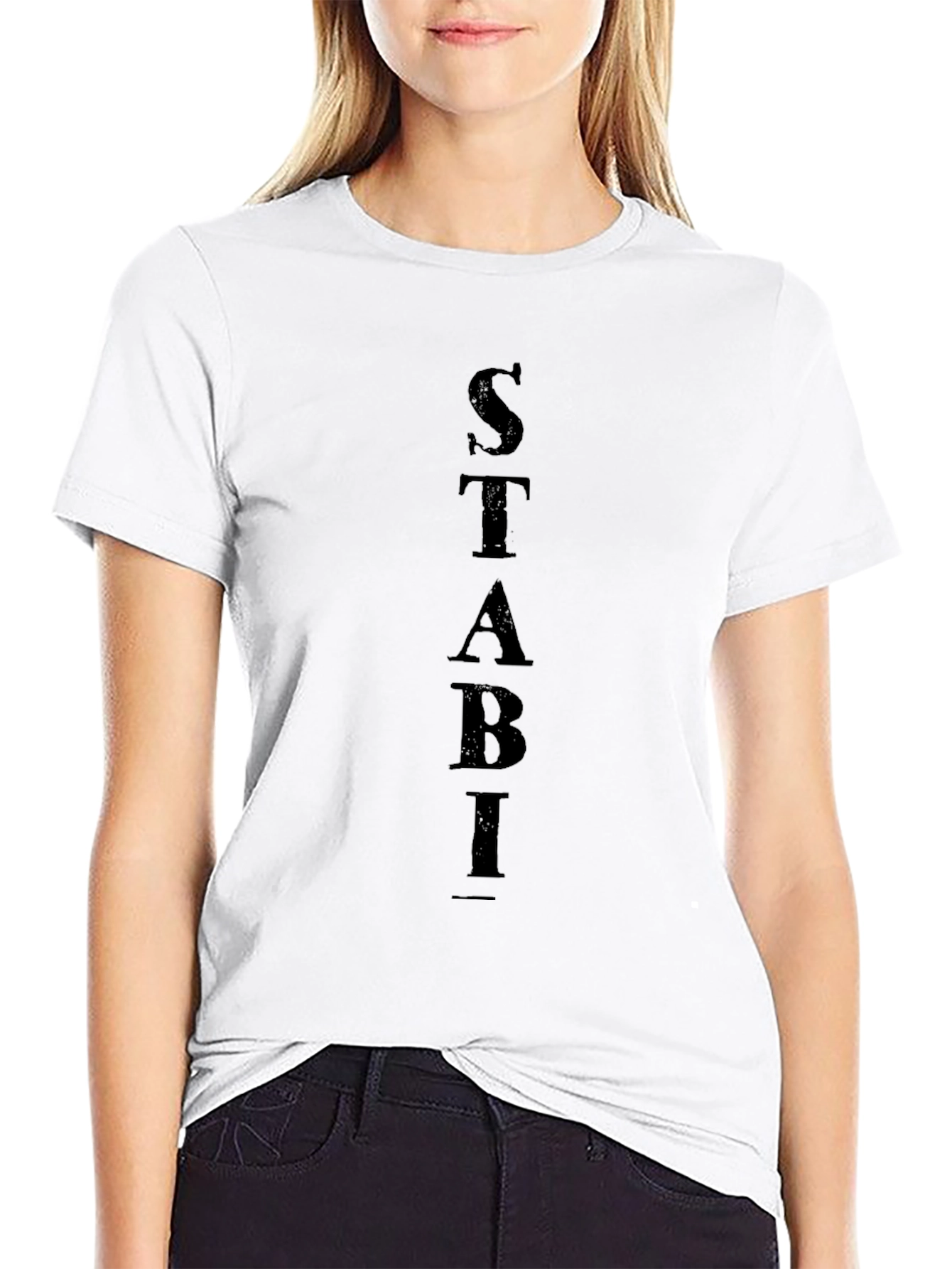 STABI Vertical Letter Print Black T-Shirt