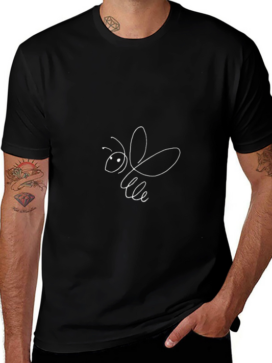 Black Bee Graphic Tee - Unique Line Art Design