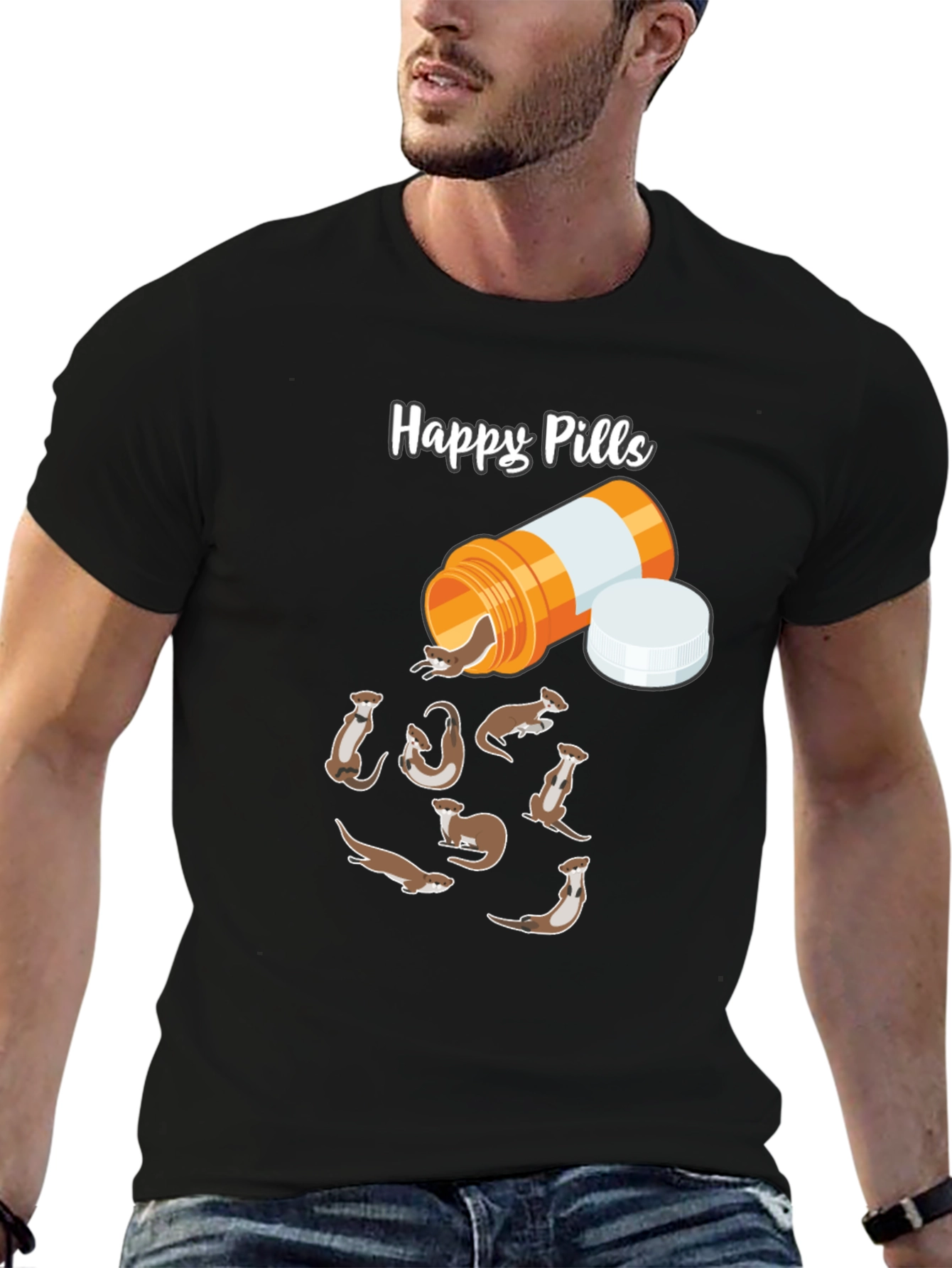 Happy Pills Ferret T-Shirt - Novelty Graphic Tee