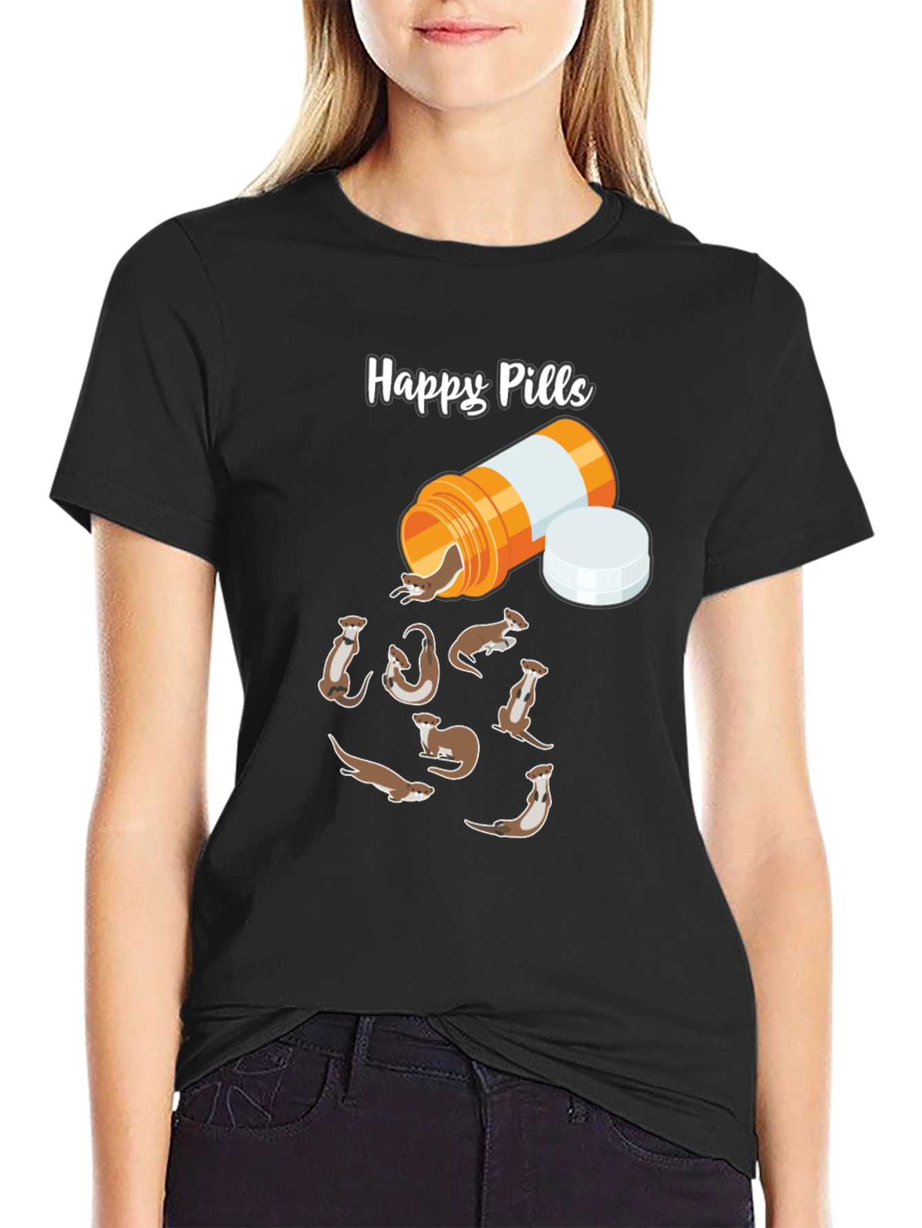 Happy Pills Ferret T-Shirt - Novelty Graphic Tee