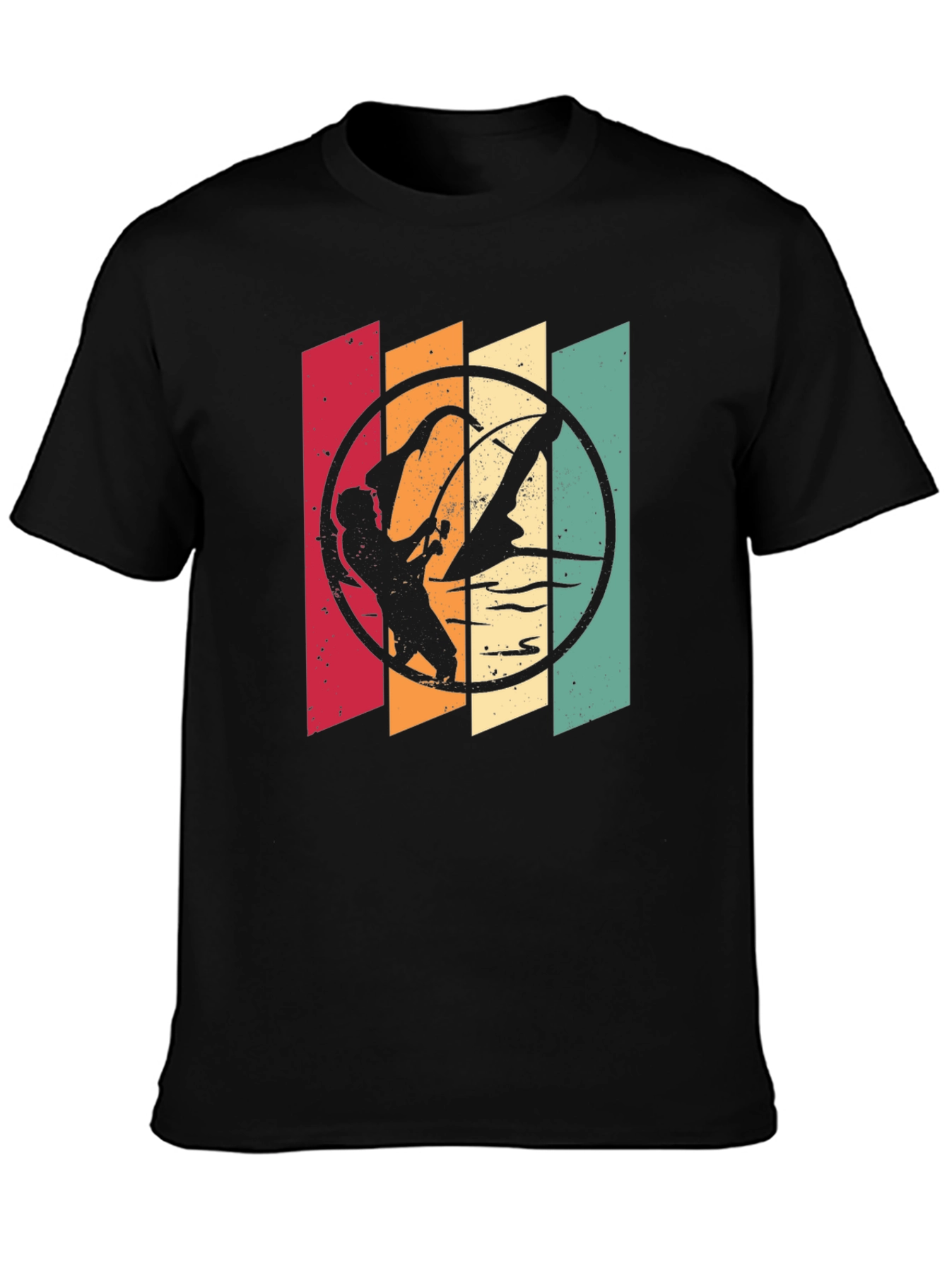 Retro Windsurfer Graphic T-Shirt - Black