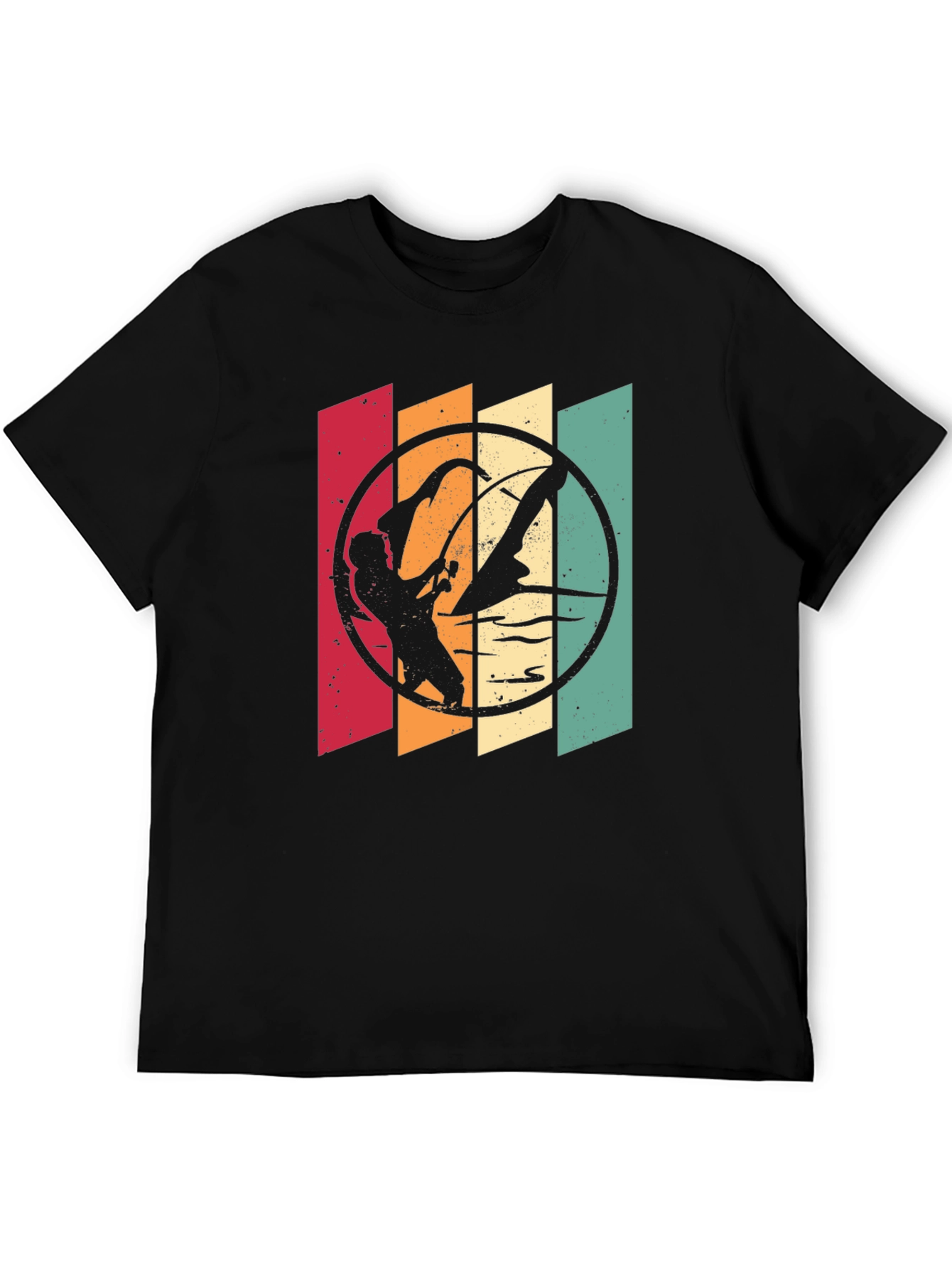 Retro Windsurfer Graphic T-Shirt - Black