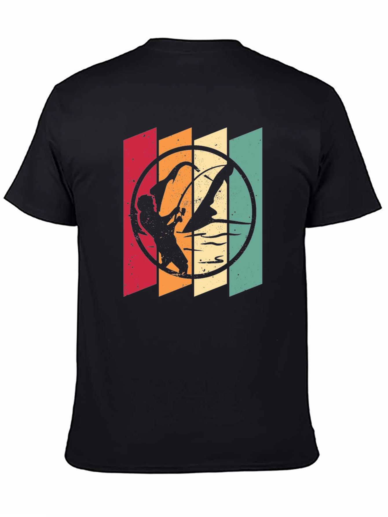 Retro Windsurfer Graphic T-Shirt - Black