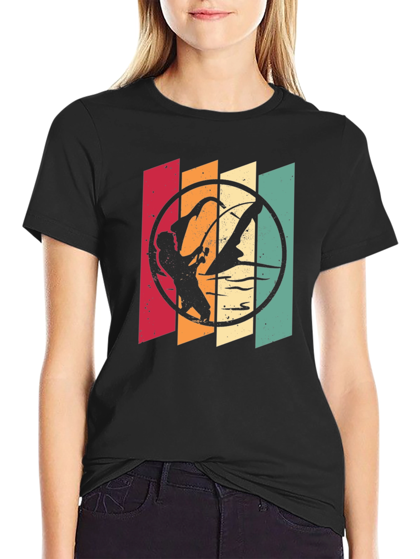 Retro Windsurfer Graphic T-Shirt - Black