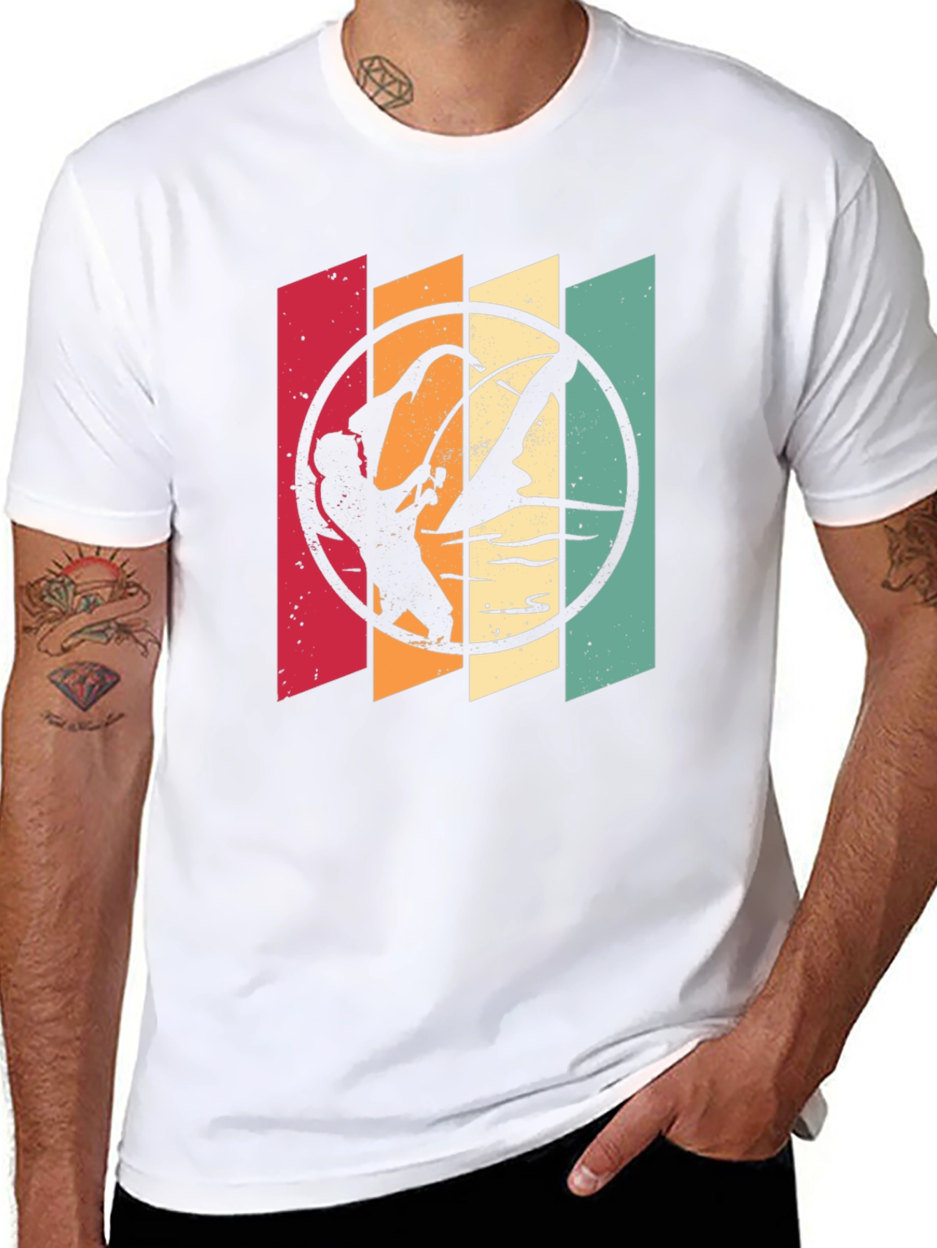 Retro Windsurfer Graphic T-Shirt - Black