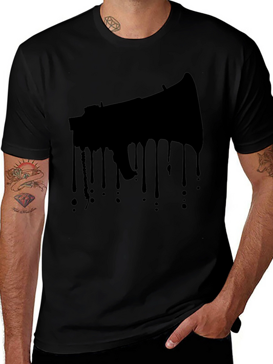 Black Megaphone Drip Graphic Tee - Mens Crew Neck T-Shirt