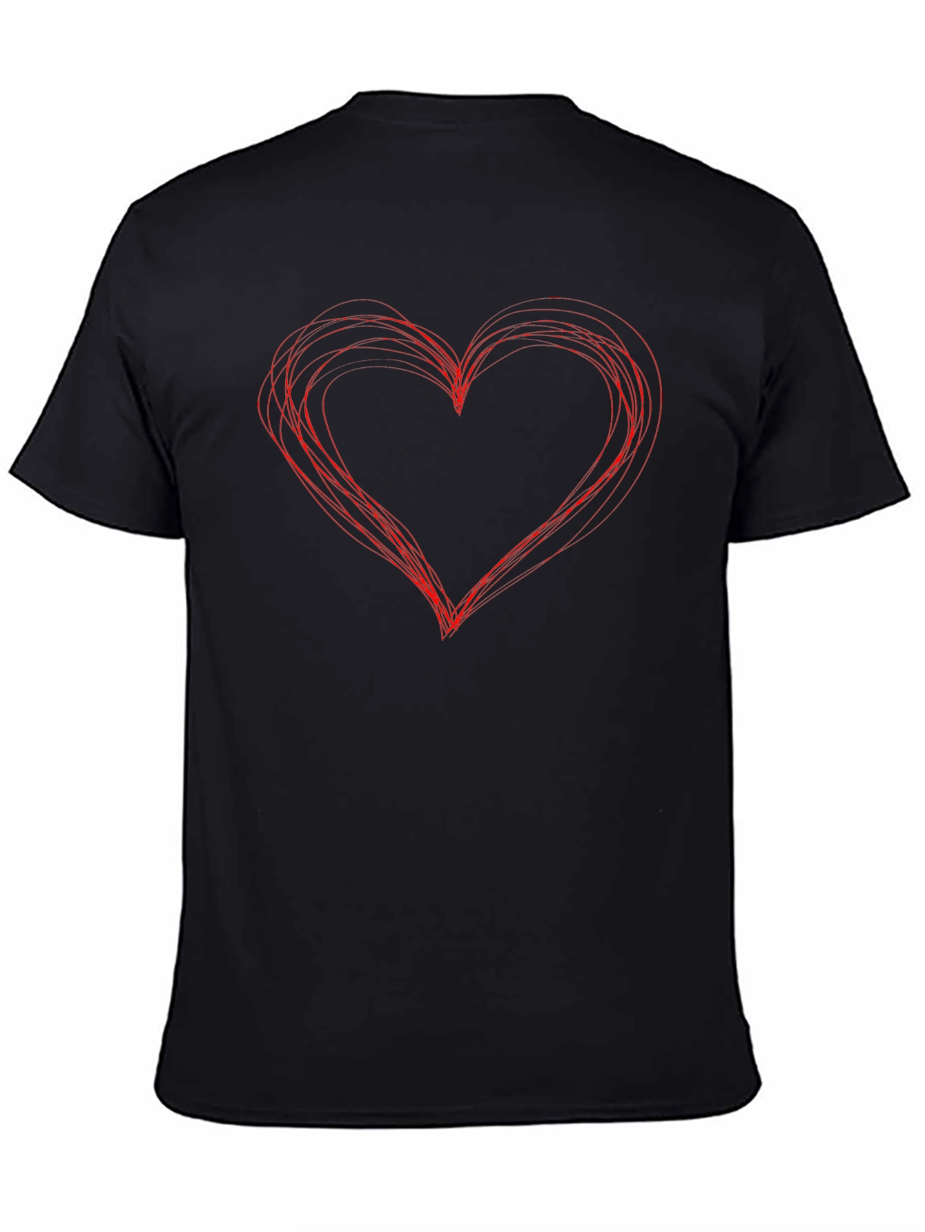 Black T-Shirt with Scribbled Heart Design