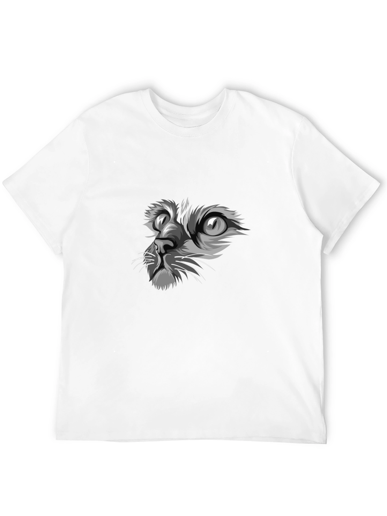 Cat Face Graphic Print Black T-Shirt