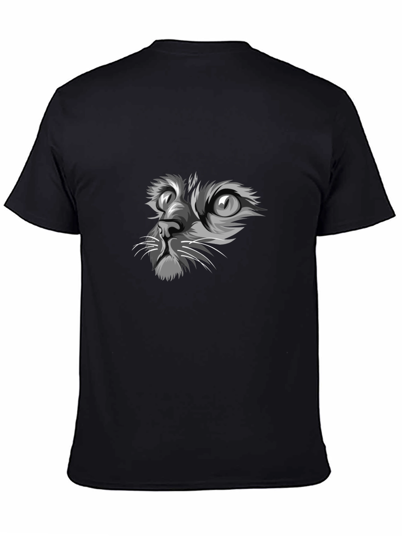 Cat Face Graphic Print Black T-Shirt