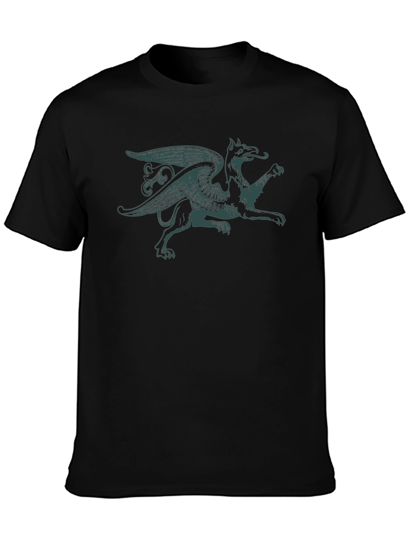 Griffin Graphic Print Tee - Black Cotton Blend T-Shirt