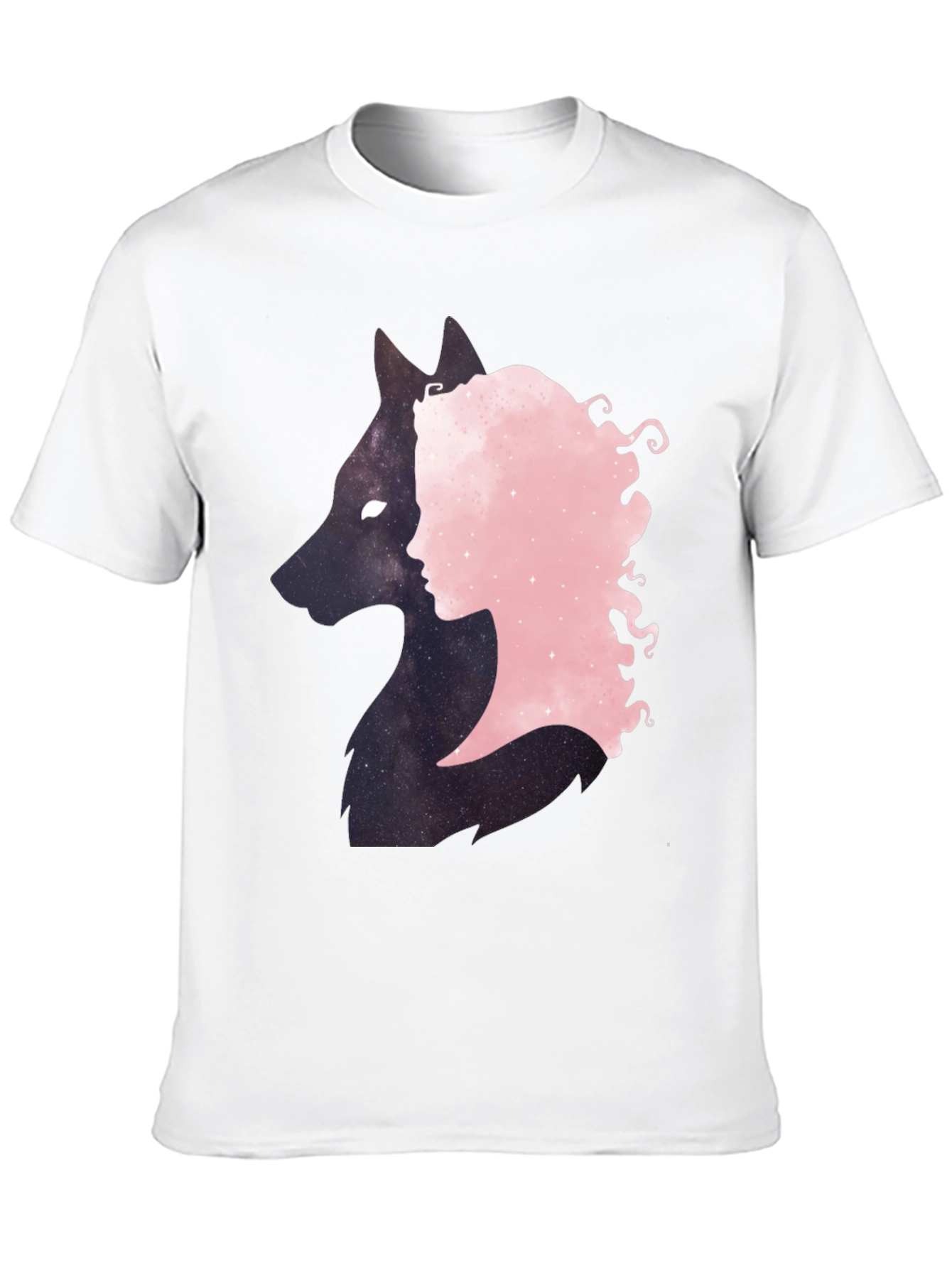 Wolf & Woman Silhouette Black Tee