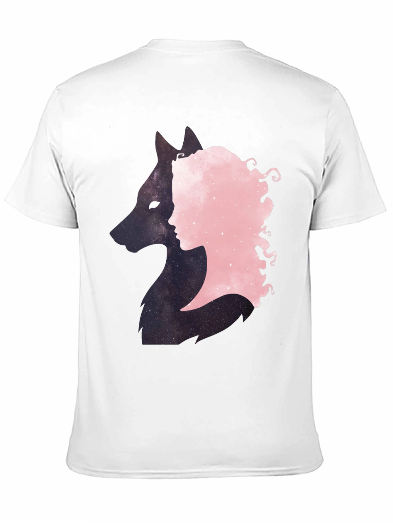 Wolf & Woman Silhouette Black Tee