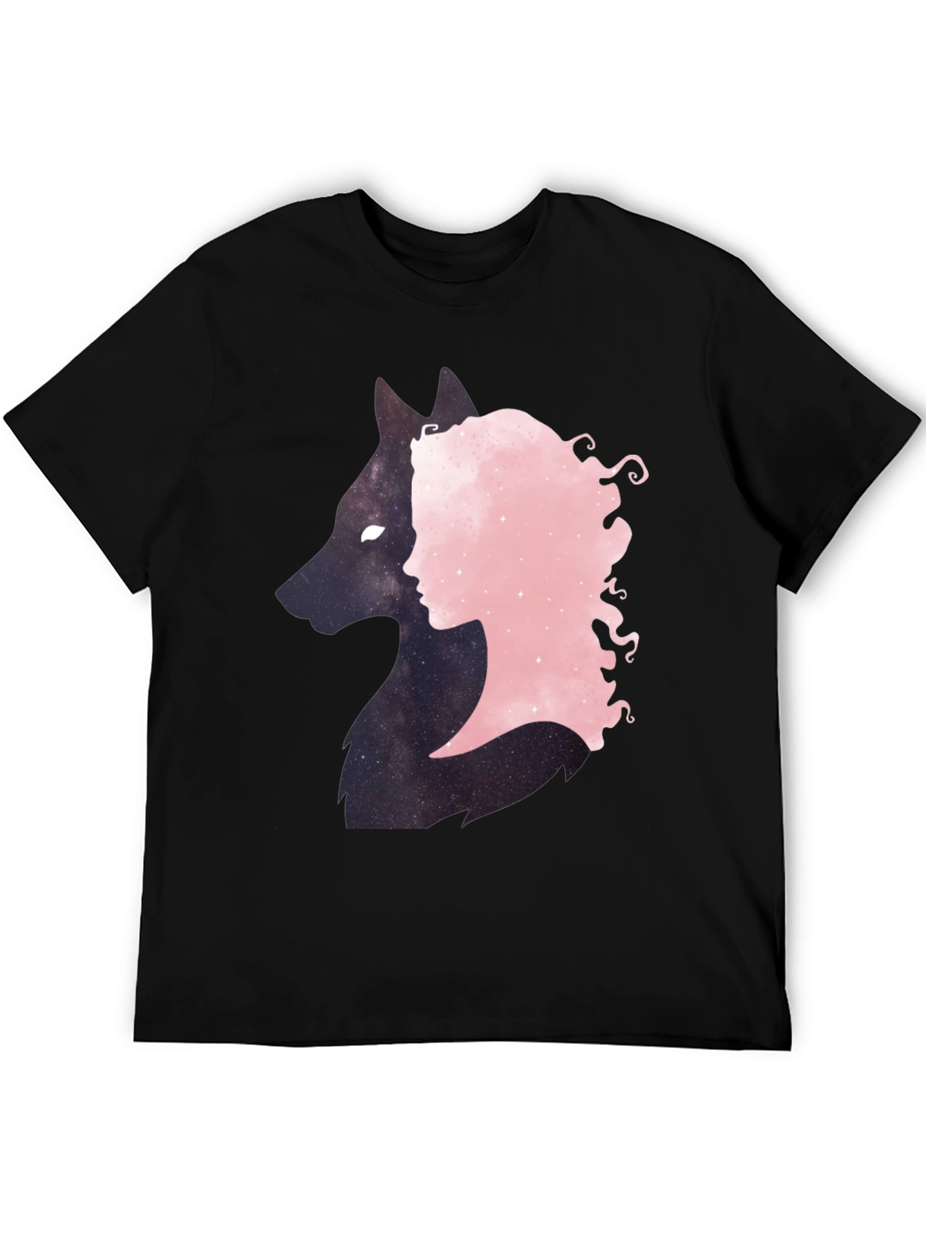 Wolf & Woman Silhouette Black Tee
