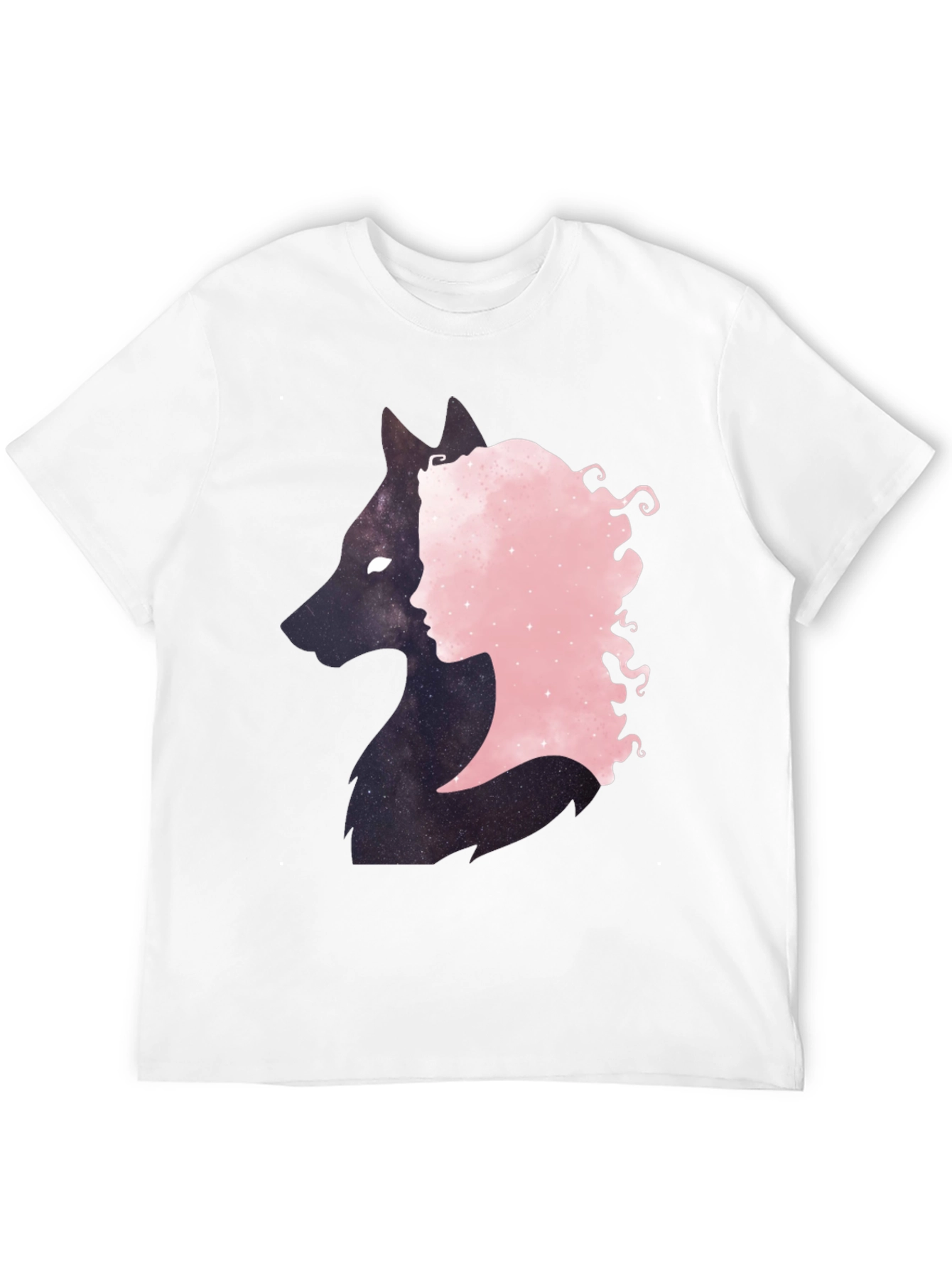 Wolf & Woman Silhouette Black Tee
