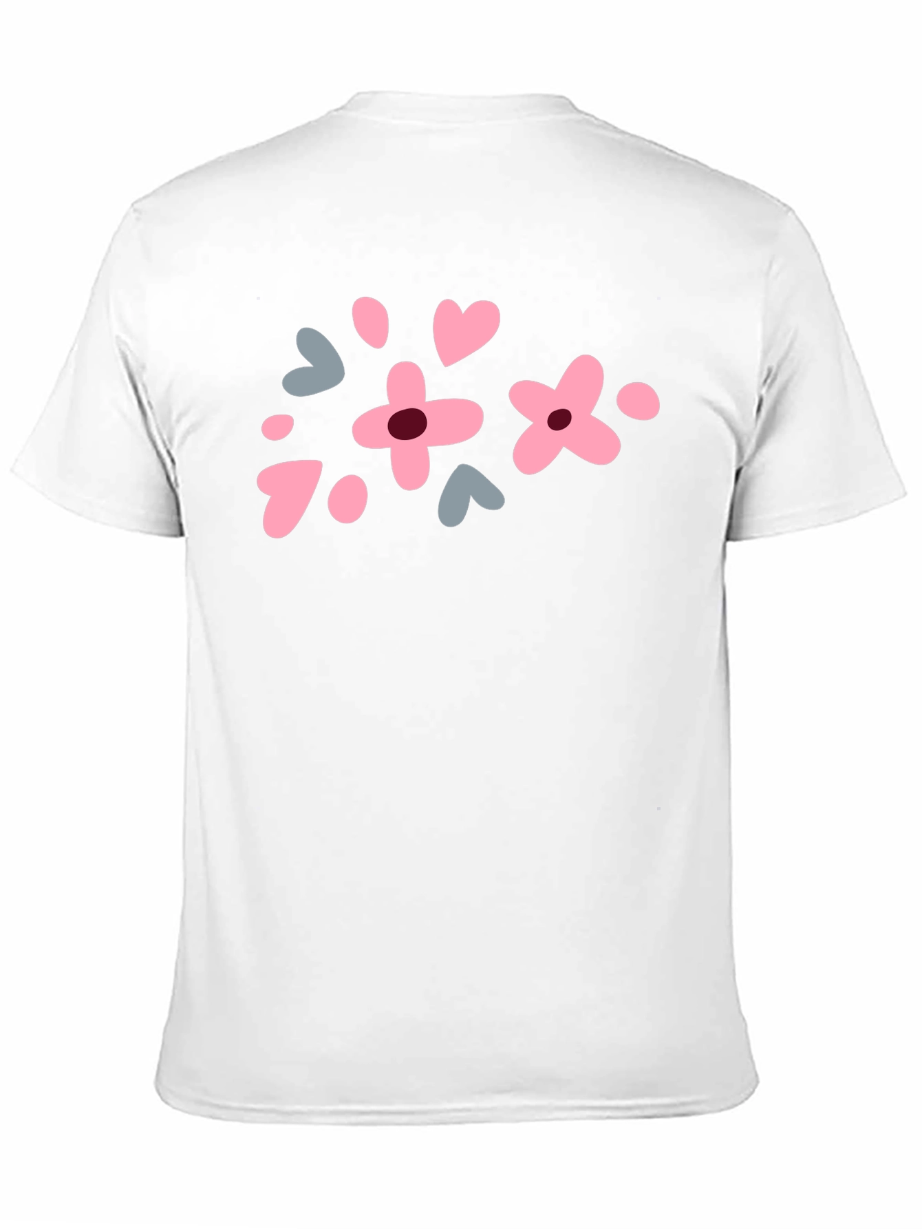Floral Heart Print Black T-Shirt